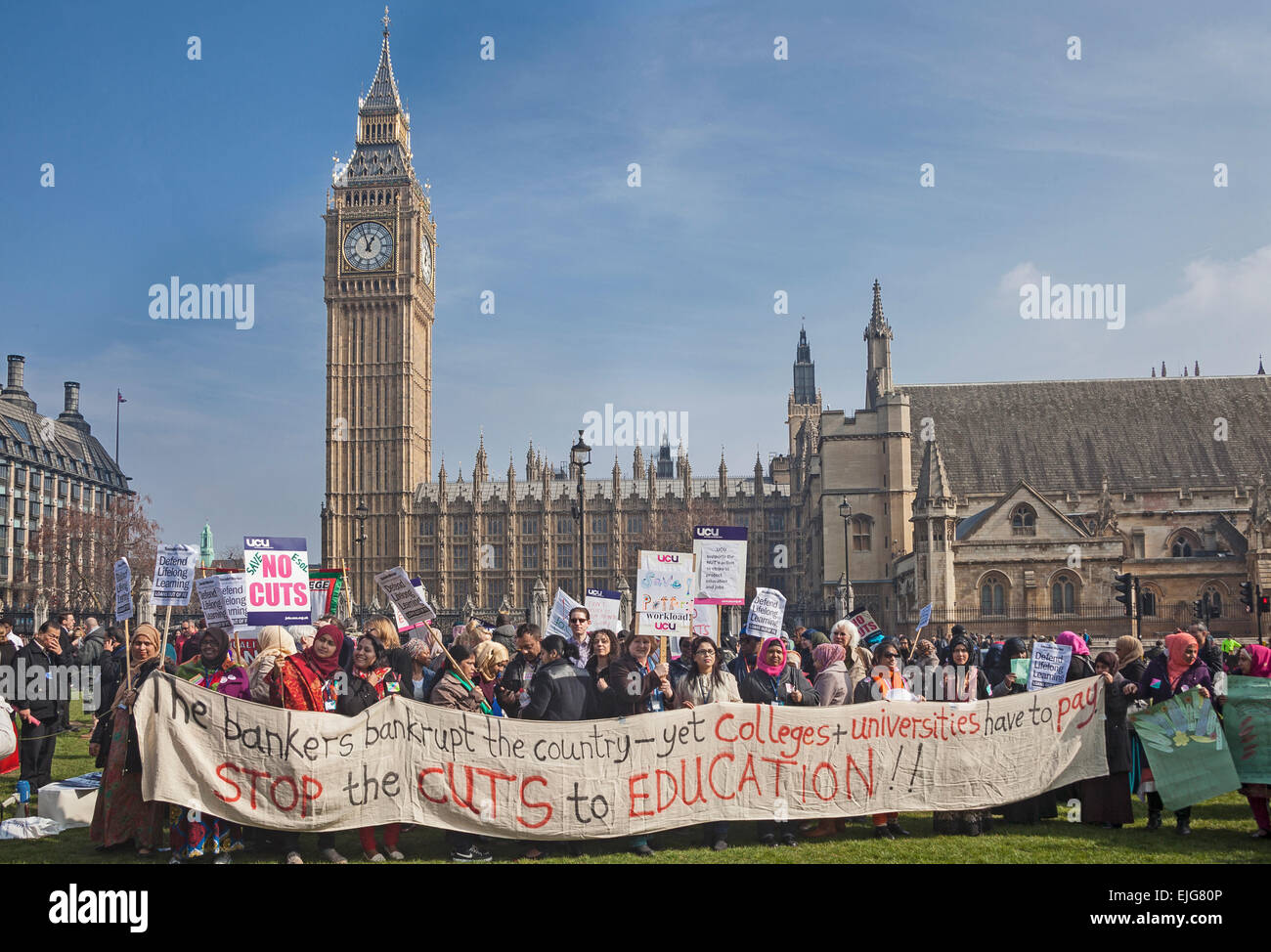 London, Parlament Square A Universität und Hochschule Union protestieren gegen Kürzungen bei den Bildungshaushalt Stockfoto