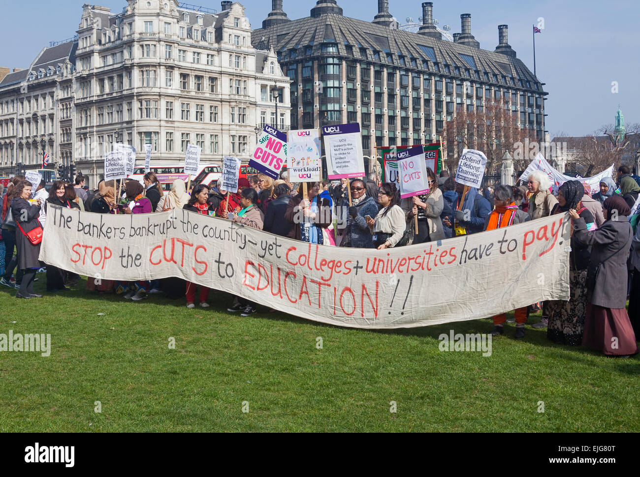 London, Parlament Square A Universität und Hochschule Union protestieren gegen Kürzungen bei den Bildungshaushalt Stockfoto