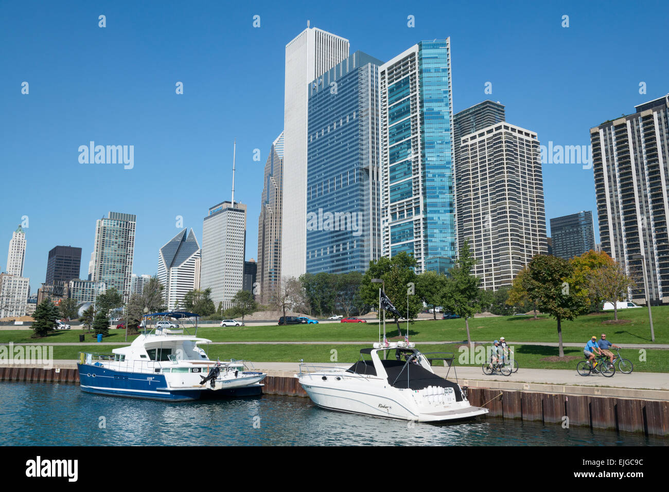 Am Seeufer. Downtown Chicago. Illinois. USA. Stockfoto