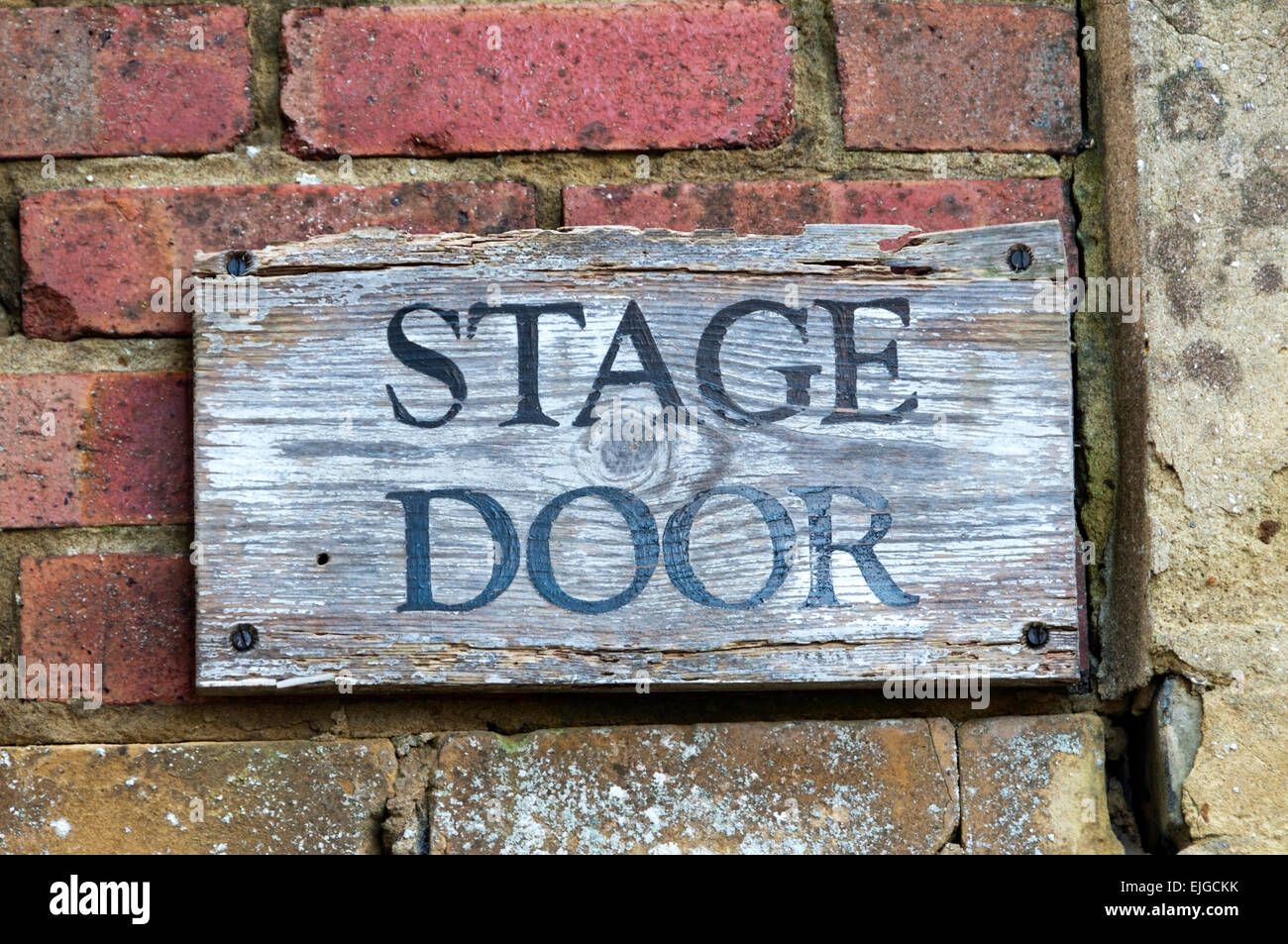 Stage Door Schild im Theatre Royal, Margate. Stockfoto