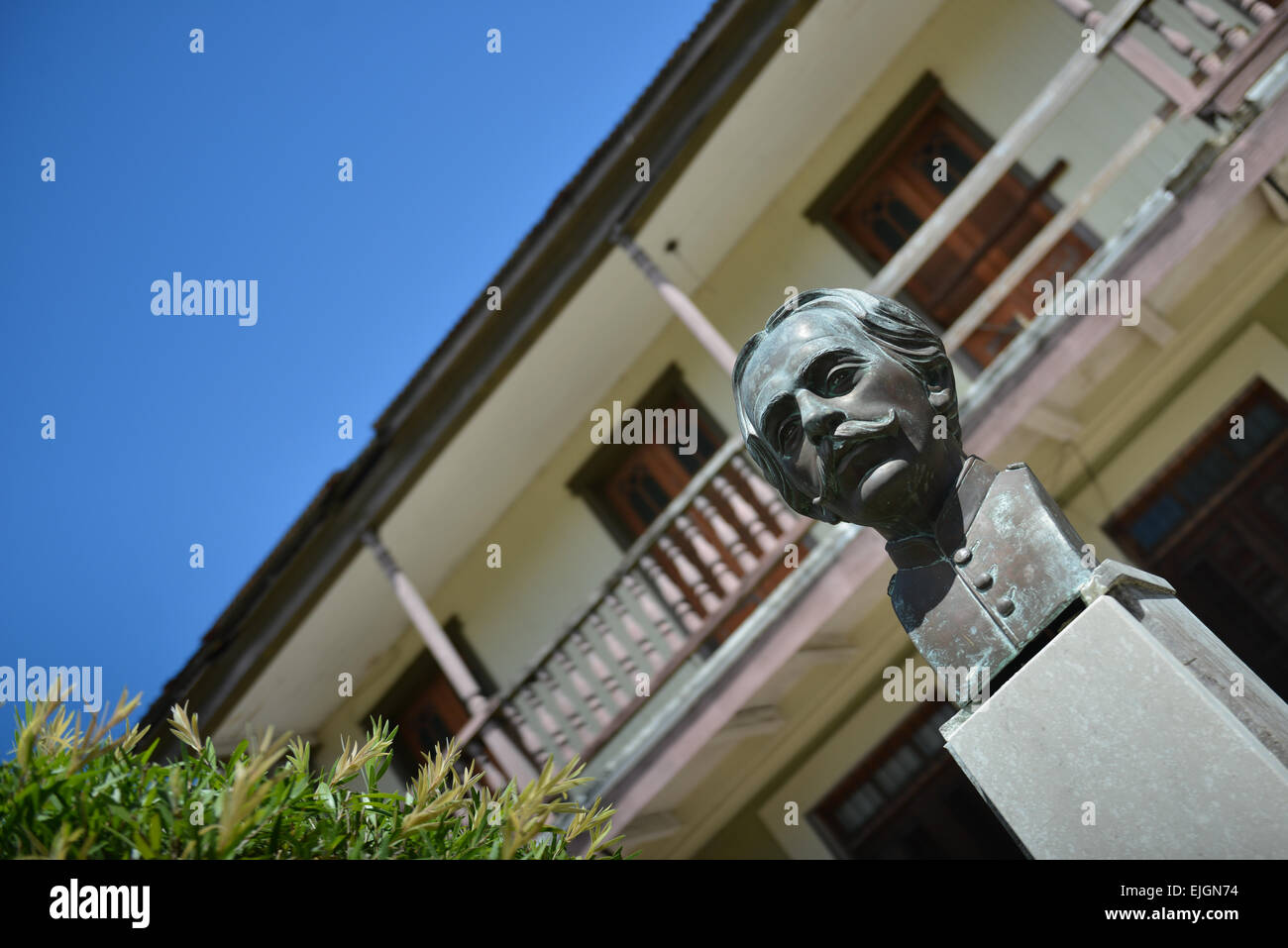 Büste von Jose Marcial Quinones Plaza von San German, Puerto Rico. US-Territorium. Karibik-Insel Stockfoto