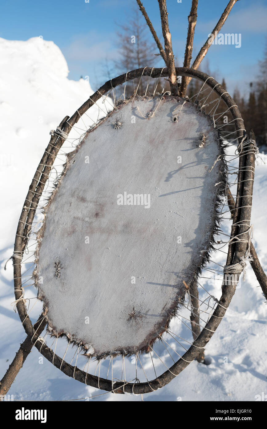 Biber Fell dehnen, Cree-Indianern, nördlichen James Bay-Quebec Stockfoto