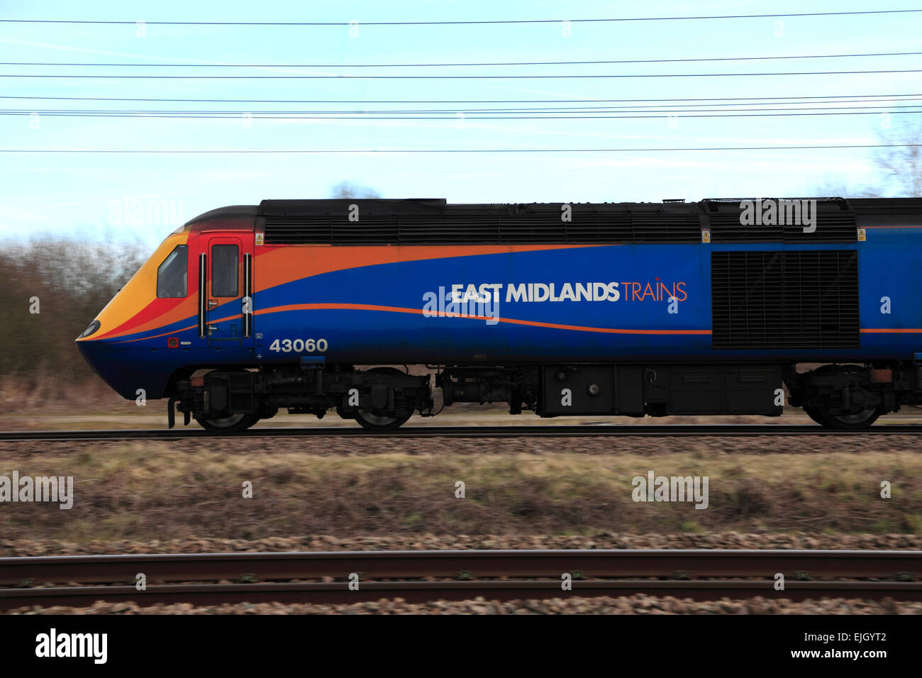 43060 East Midlands Trains Betriebsgesellschaft, Klasse 43 High Speed Diesel Train, East Coast Main Line Railway, Peterborough Stockfoto