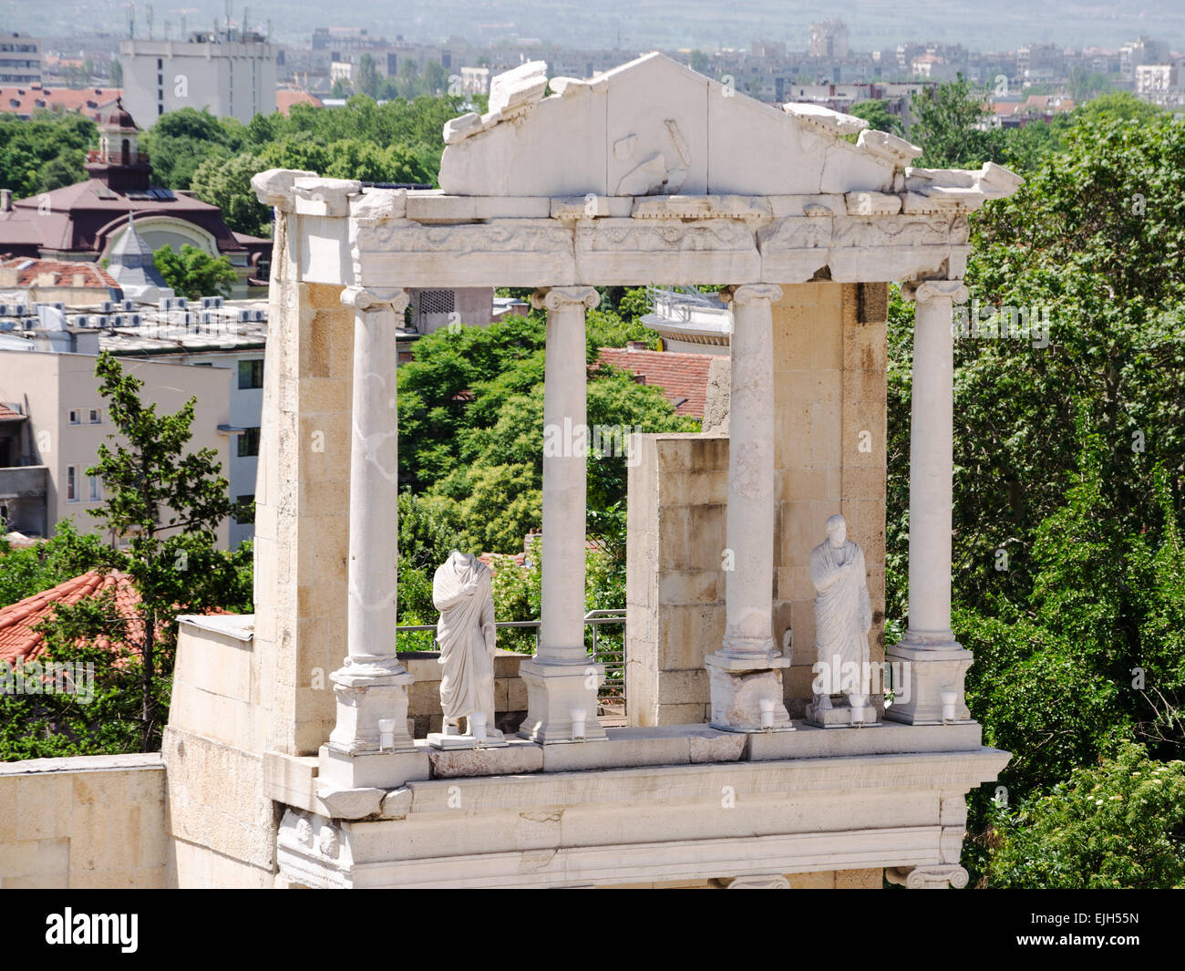 Fragment der alten römischen Amphitheater in der Altstadt von Plovdiv, Bulgarien Stockfoto