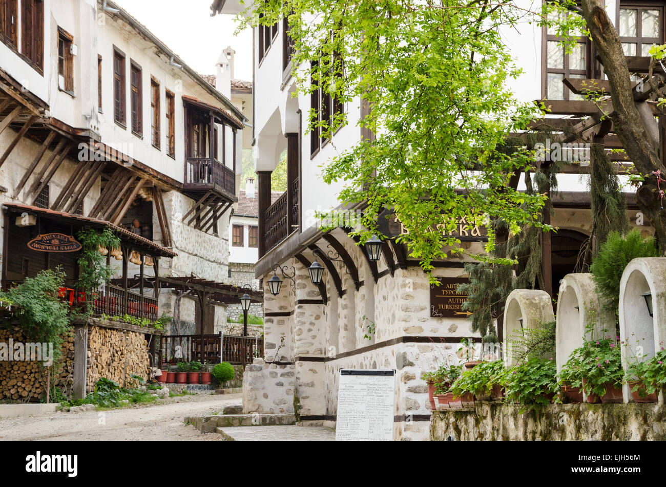 Einen Überblick über Melnik traditionelle Architektur, Bulgarien Stockfoto