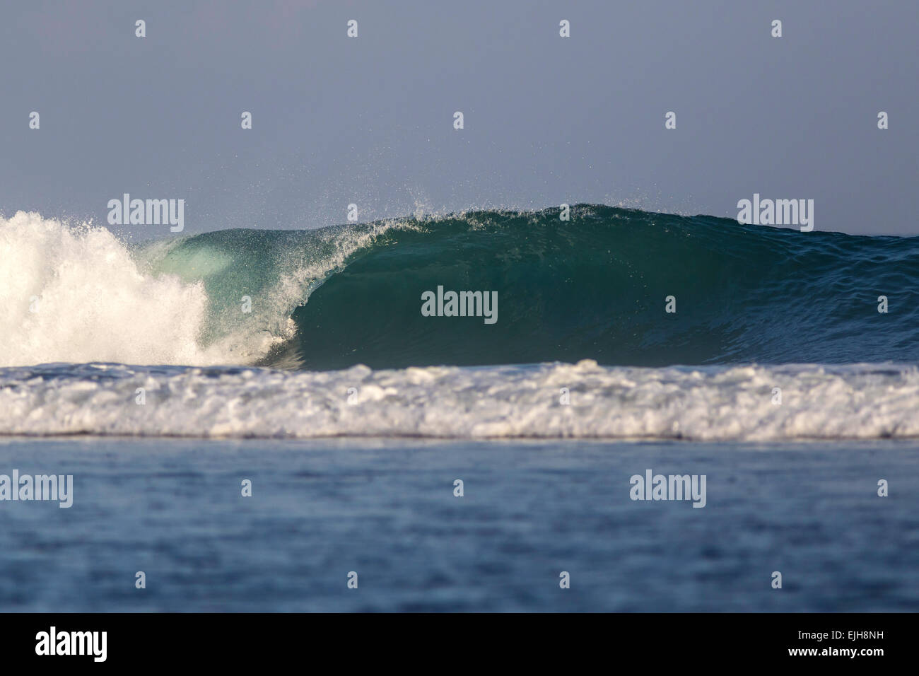 Surfen Sie eine Welle, Bali, Indonesien. Stockfoto