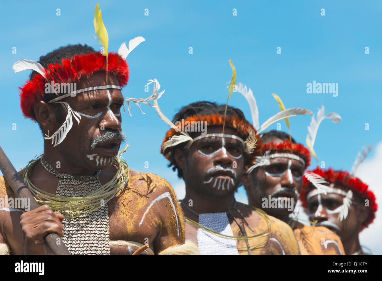 Dani-Mann im Baliem Tal Festival, Wamena, Papua, Indonesien Stockfoto