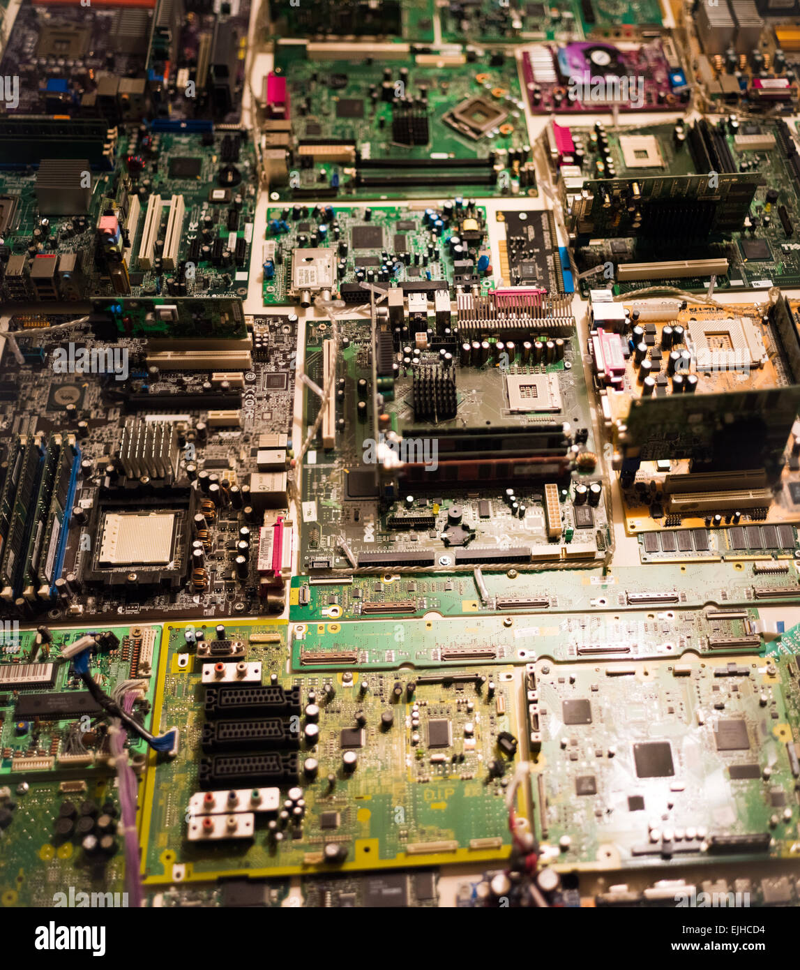 Sammlung von Motherboards und andere Schaltung Stockfoto