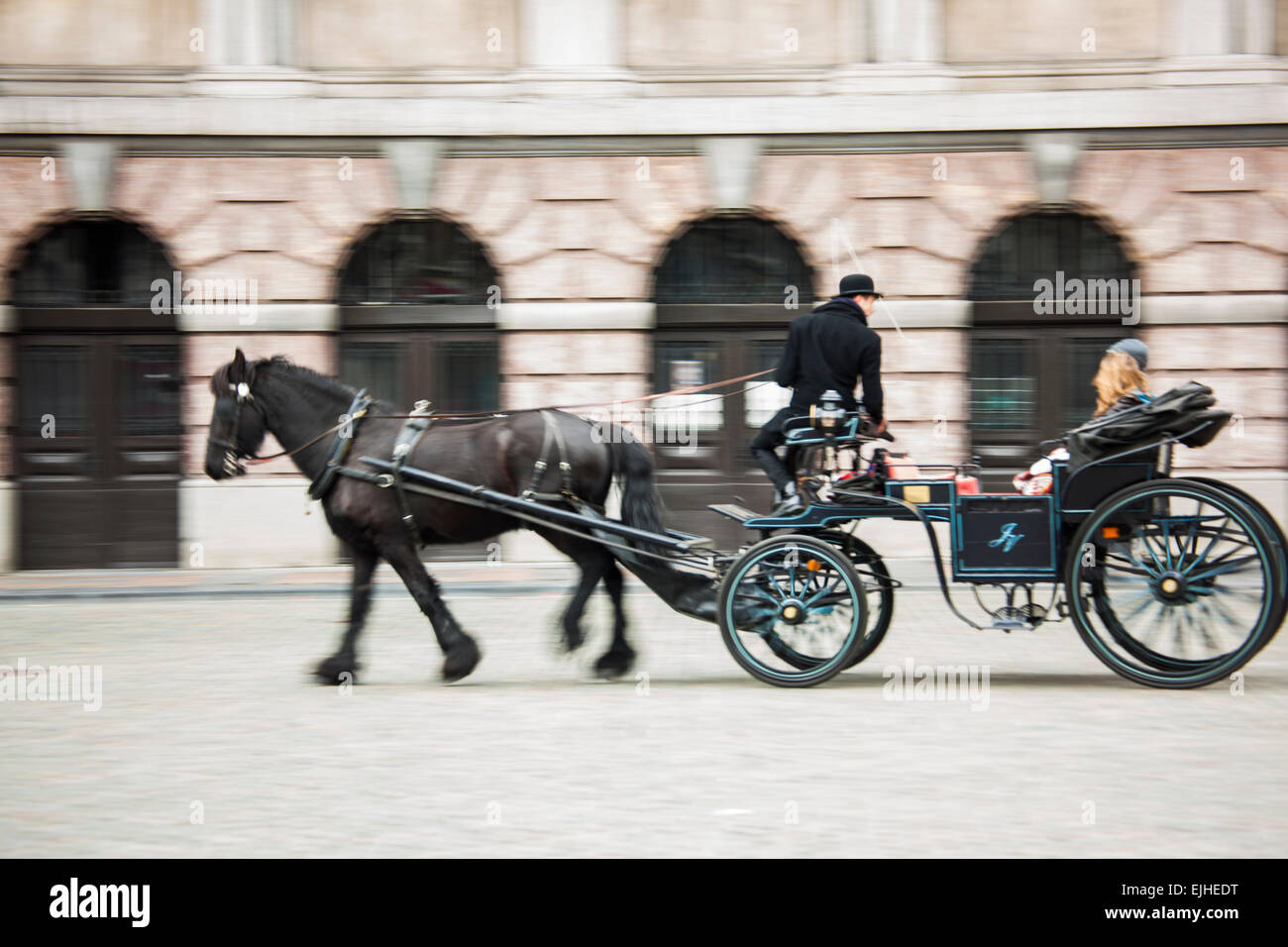 Pferd und Wagen Touren des historischen Viertels, Antwerpen, Belgien Stockfoto