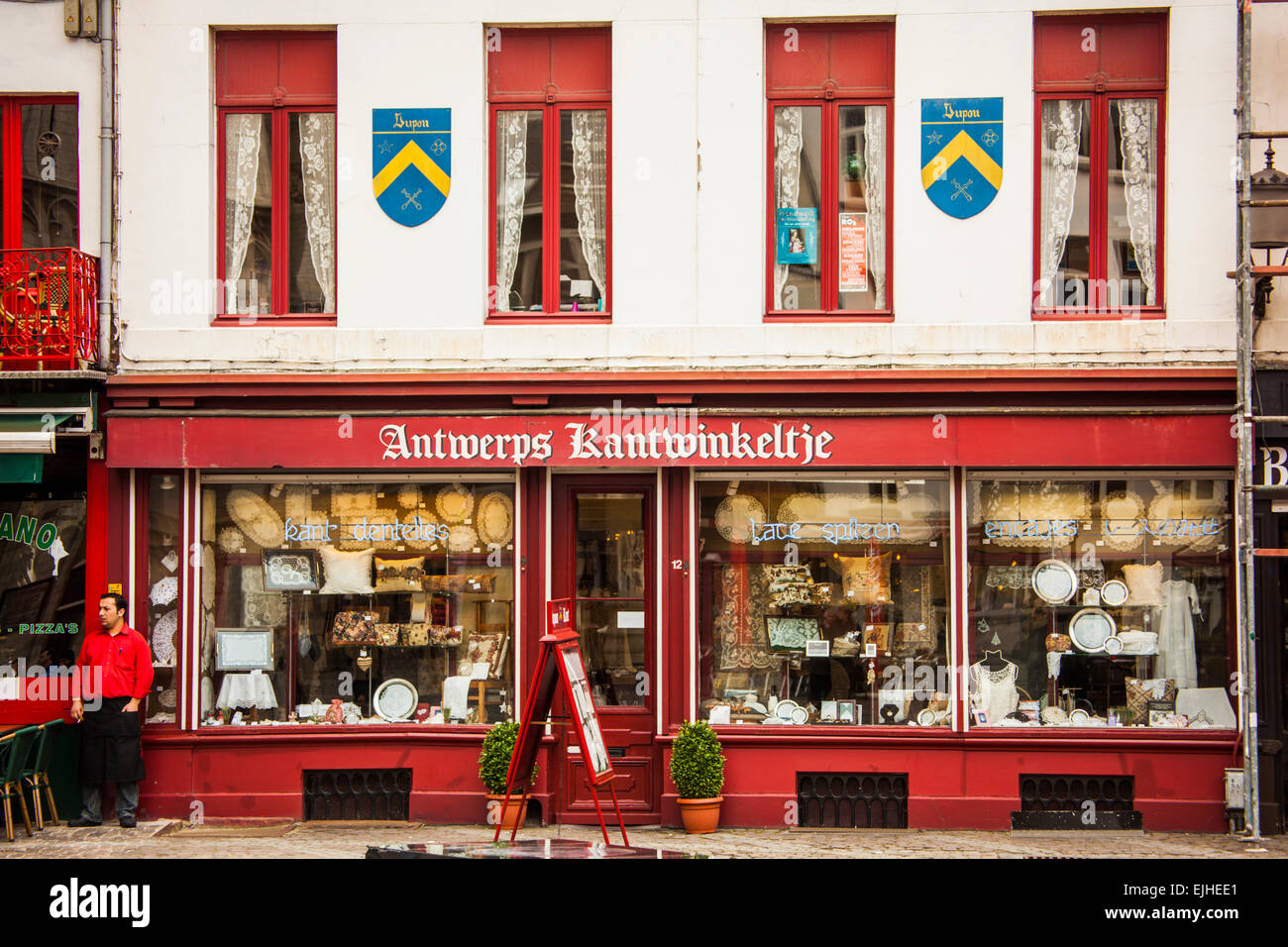 Spitze und Geschenk-Shop, Altstadt, Antwerpen, Belgien Stockfoto