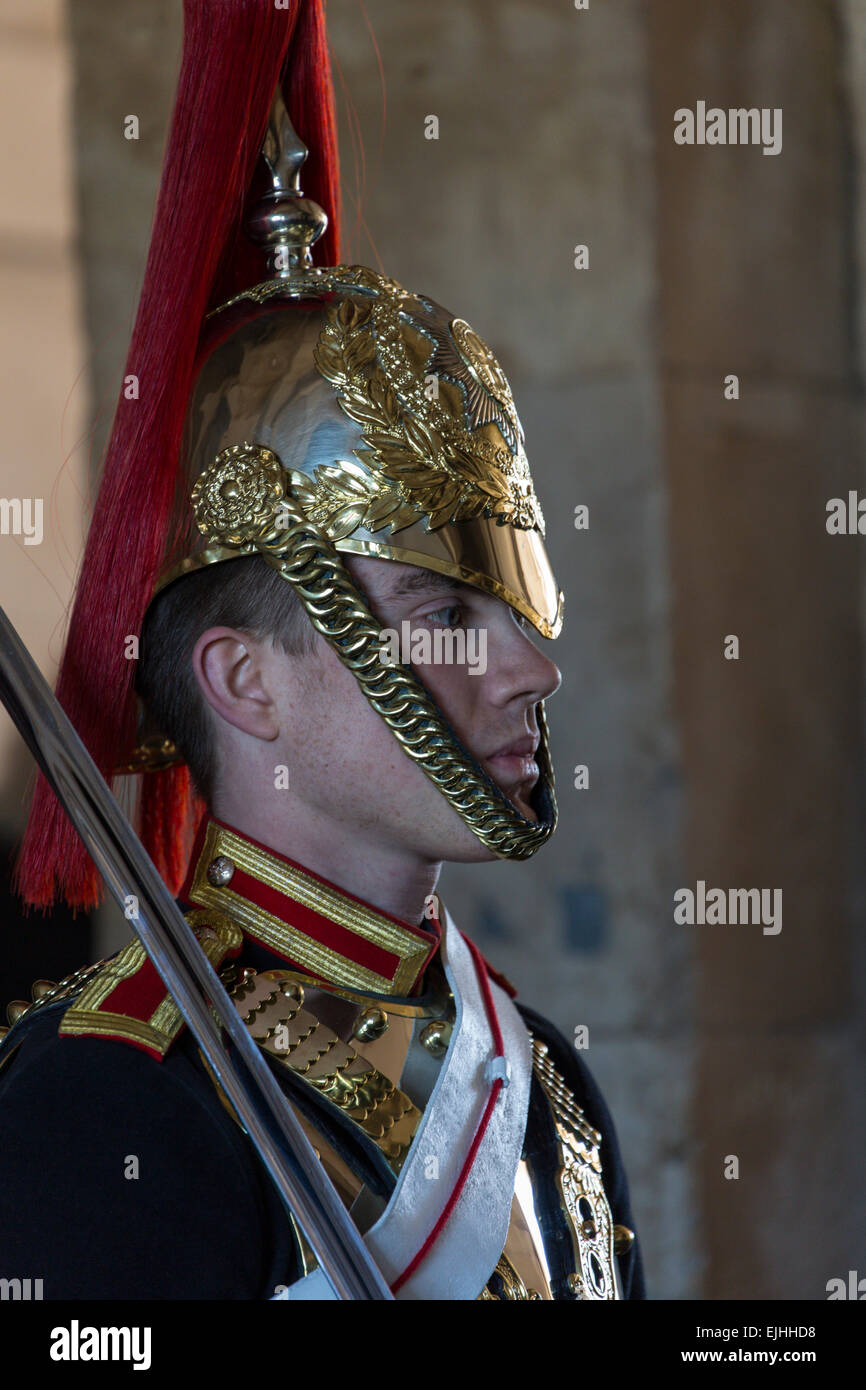 Royal Horseguards auf der Hut in Whitehall, London, England Stockfoto