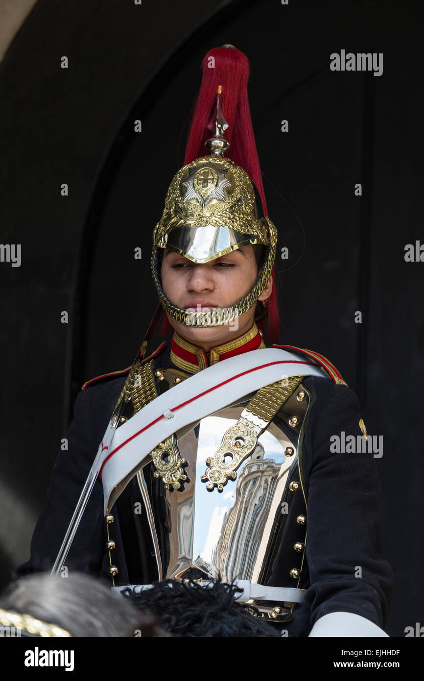 Royal Horseguards auf der Hut in Whitehall, London, England Stockfoto
