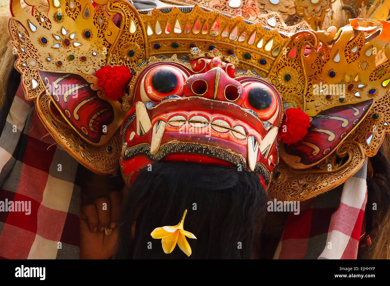 Nahaufnahme des Barong-Tanzes aus Bali, Indonesien Stockfoto