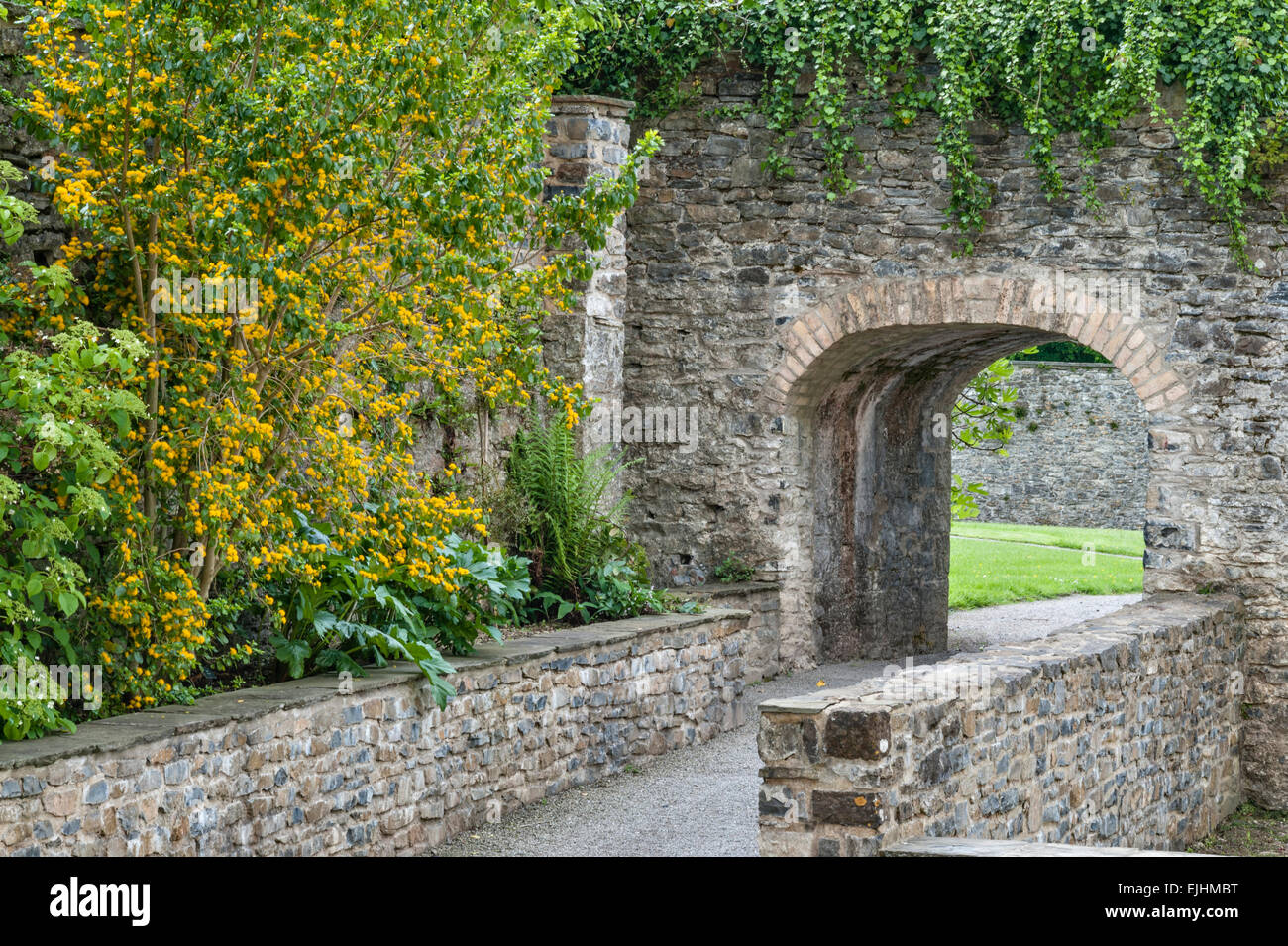 Aberglasney Haus und Garten, Carmarthen, Wales, UK. Eingang zu den elisabethanischen / jakobinischen Klostergarten Stockfoto