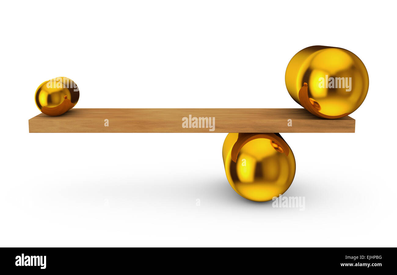 Kleine goldene Kapsel und eine große goldene Kapsel taumelt am Holzbrett ruht, die auf großen gold-Kapsel. Stockfoto