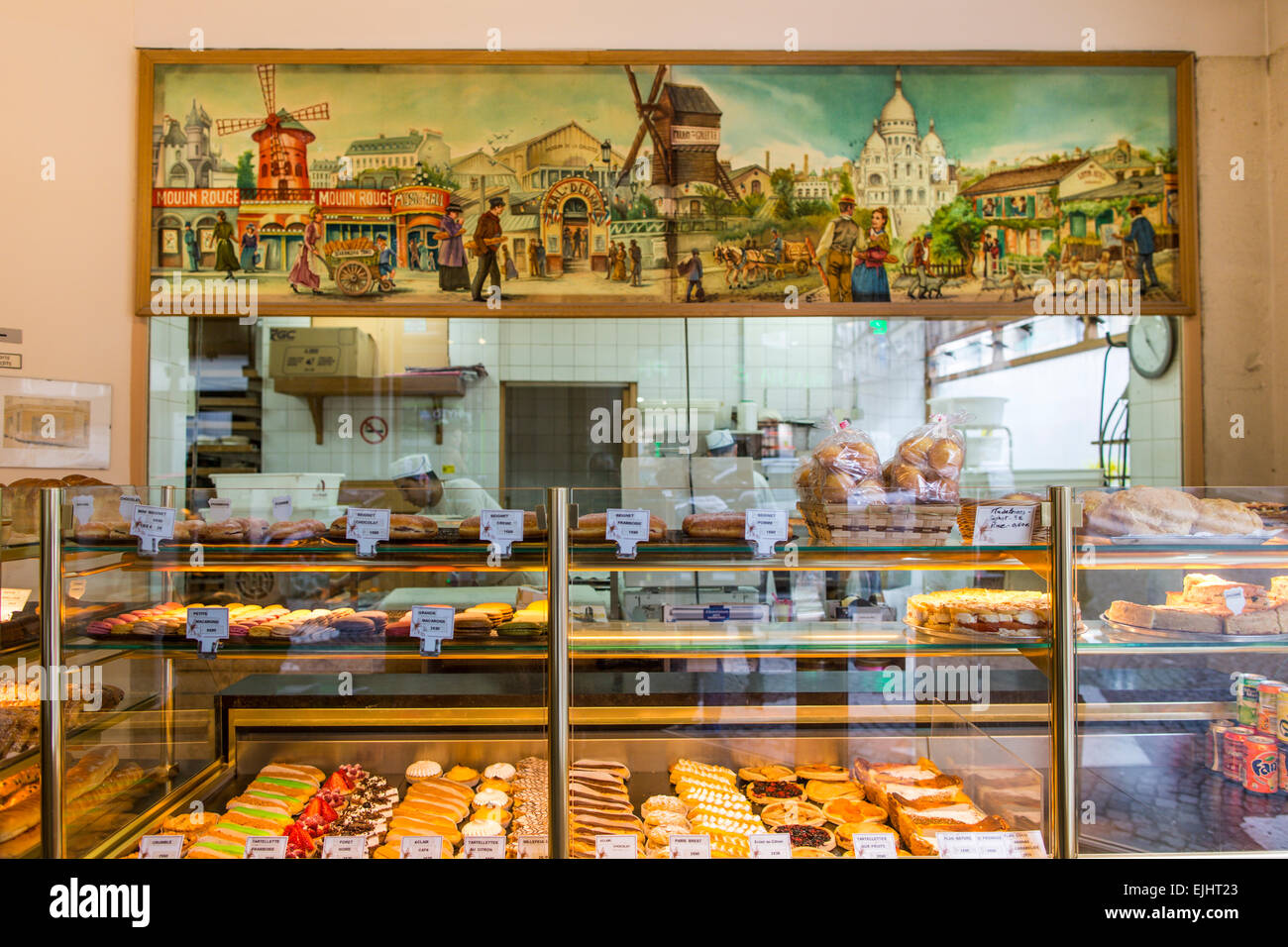 Bäckerei und Konditorei Shop in Montmartre Paris, Frankreich Stockfoto