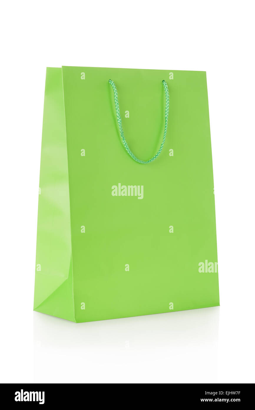 Grüne Einkaufstasche in Papier Stockfoto