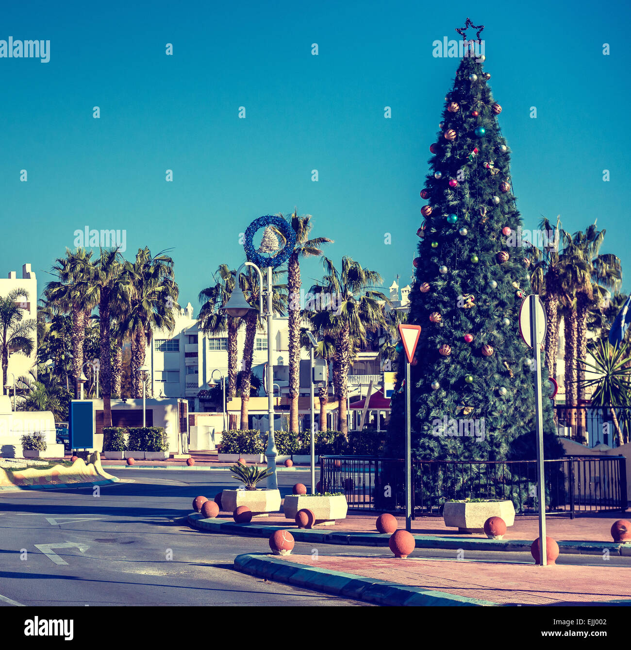 Weihnachtsbaum im freien Stockfoto