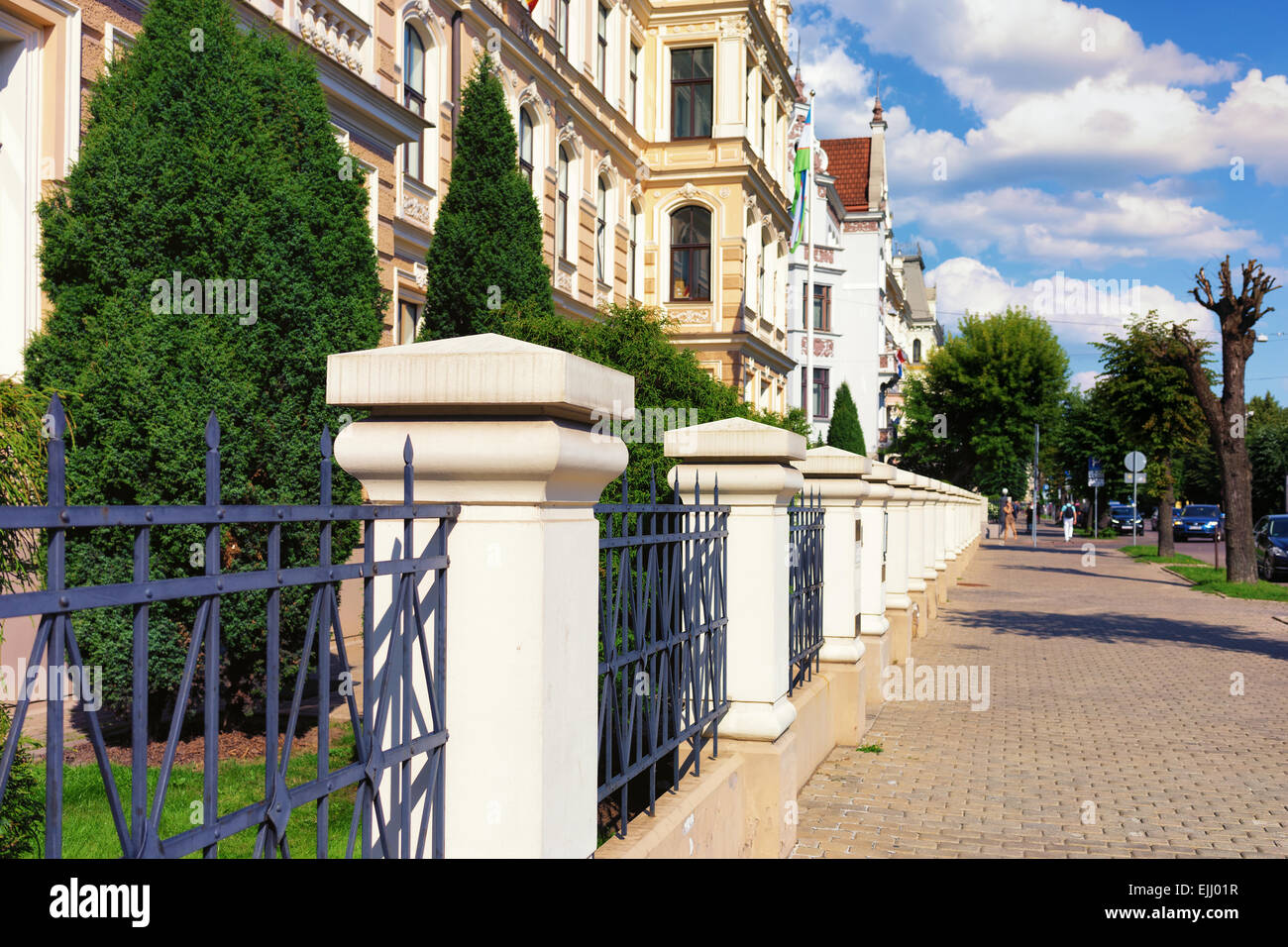 Die berühmte Straße Elizabetes mit alten Häusern in Riga. Lettland. Baltische Staat Stockfoto