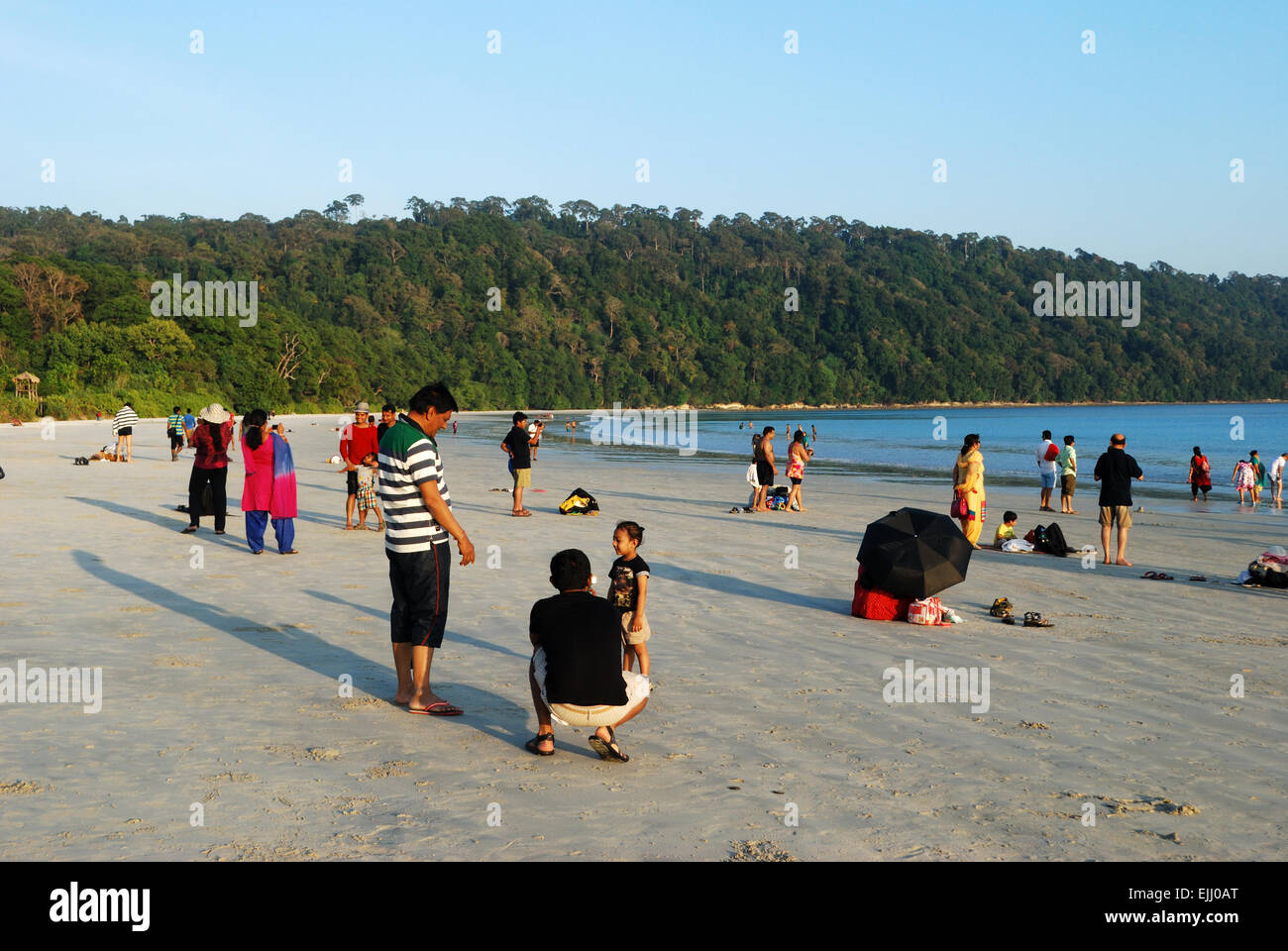 Radhanagar Strand Havelock Island Andamanen Indien. Dieser Strand ist von times Magazine als einer der schönsten Strände Asiens ausgewählt. Stockfoto