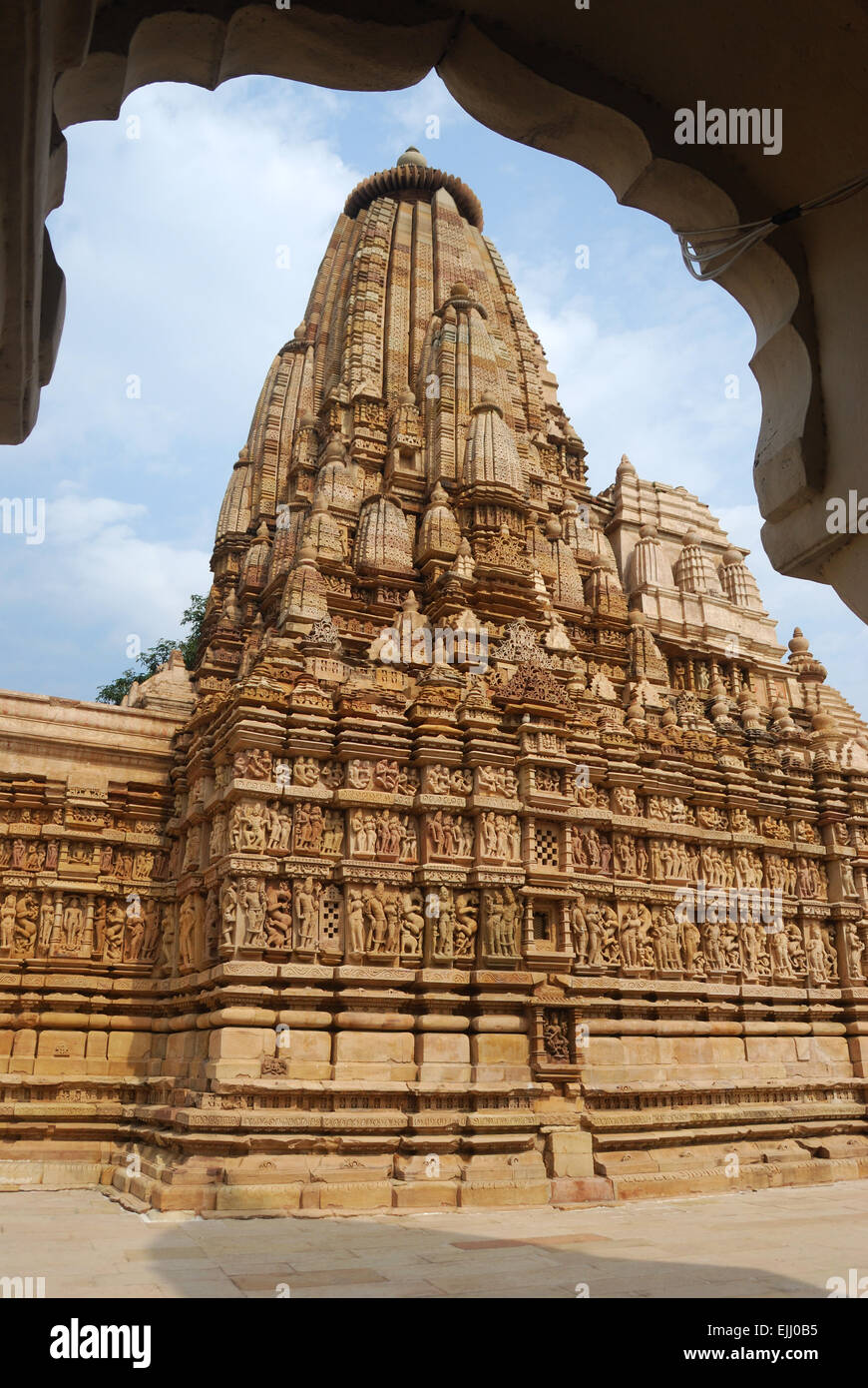 östliche Gruppe von Tempeln Khajuraho Indien. Dies ist ein UNESCO-Weltkulturerbe. Stockfoto