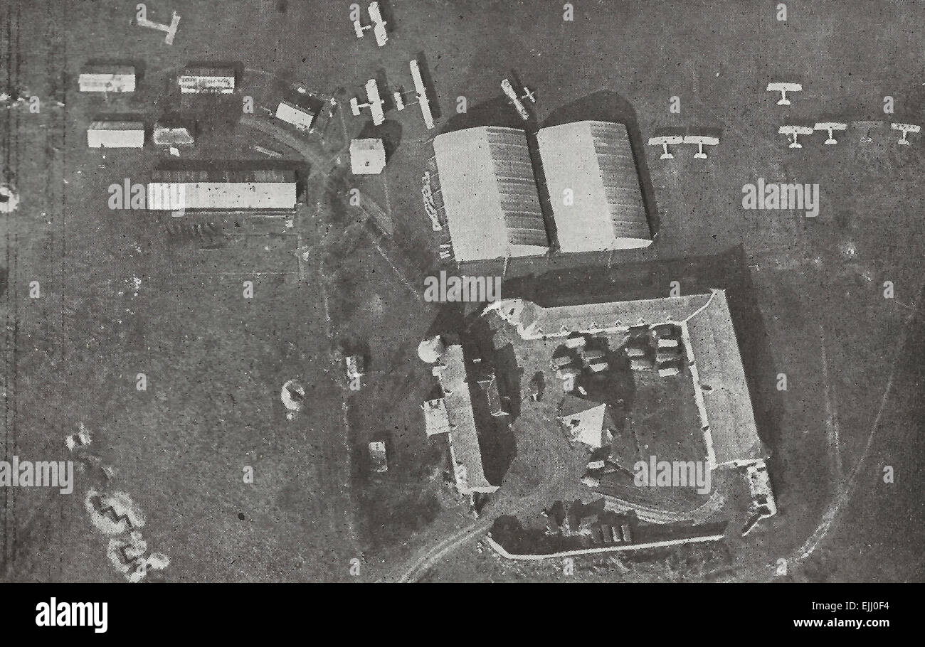 Eine alliierte Flugplatz - Vogelperspektive ein Luftfahrt-Hauptquartier in der Nähe hinter den Linien, irgendwo in Frankreich im ersten Weltkrieg Stockfoto