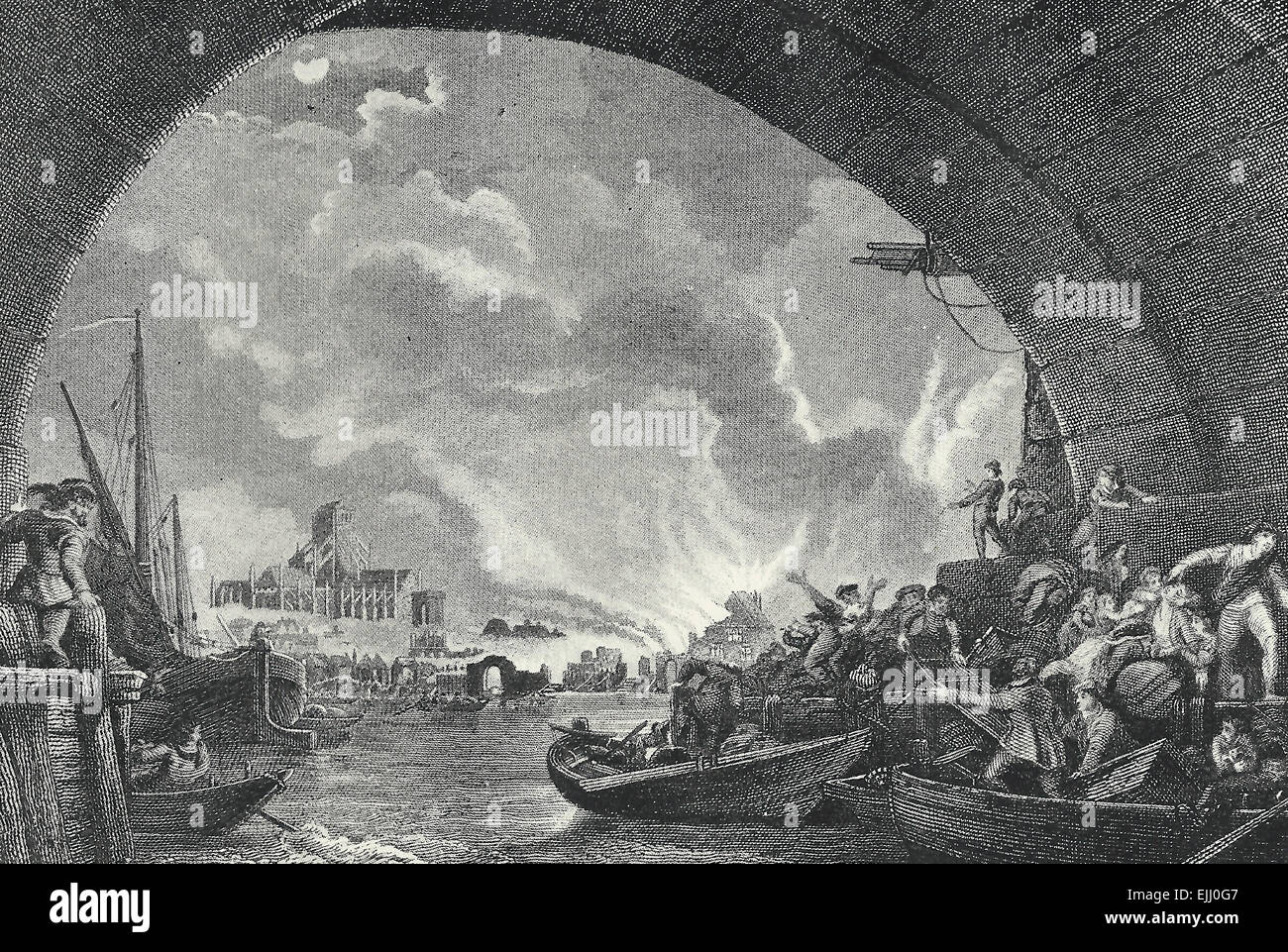 Der große Brand von London 1666 Stockfoto