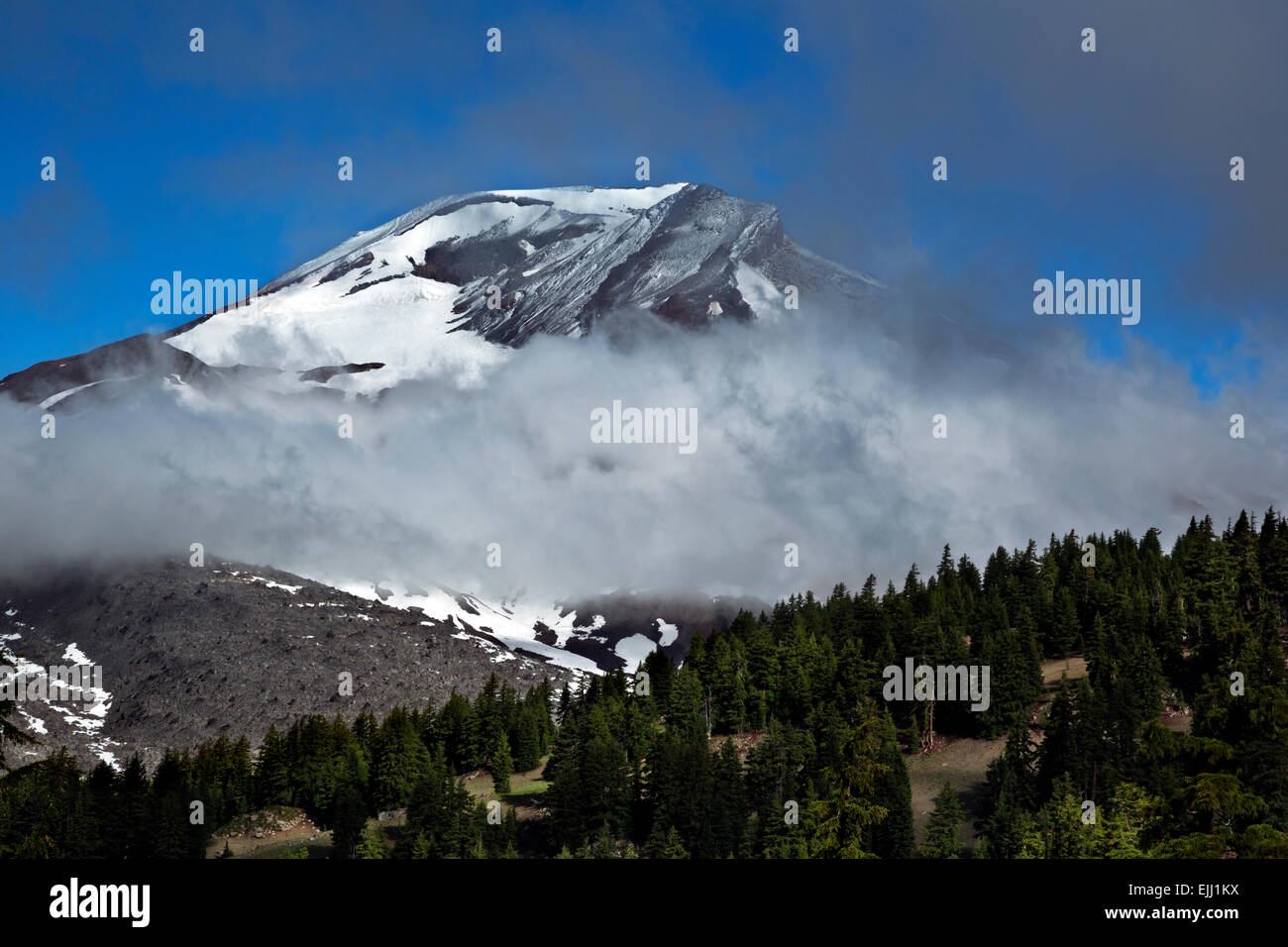 OREGON - der Süden Schwester nach einem hochsommerlichen Schneesturm vom Trail zu grünen Seen in die drei Schwestern Wilderness Area in der Nähe von Bend Stockfoto