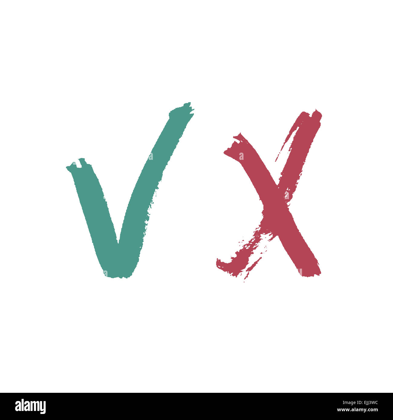 Häkchen. Mit dem Pinsel gemalt. Stockfoto