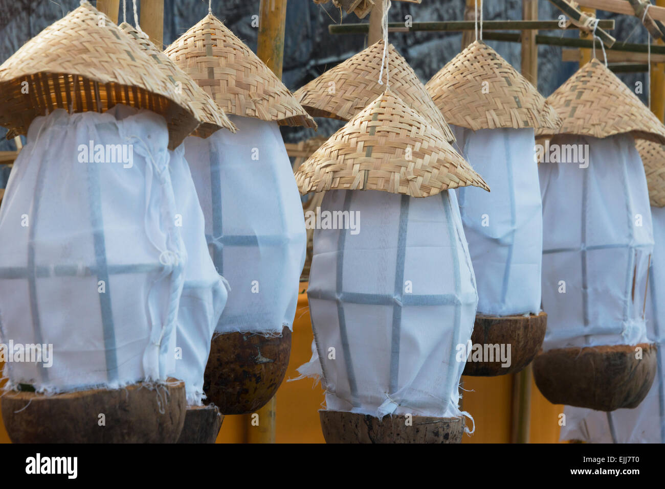 Lampen, Wassertempel Pura Ulun Danu Bratan, Insel Bali, Indonesien Stockfoto