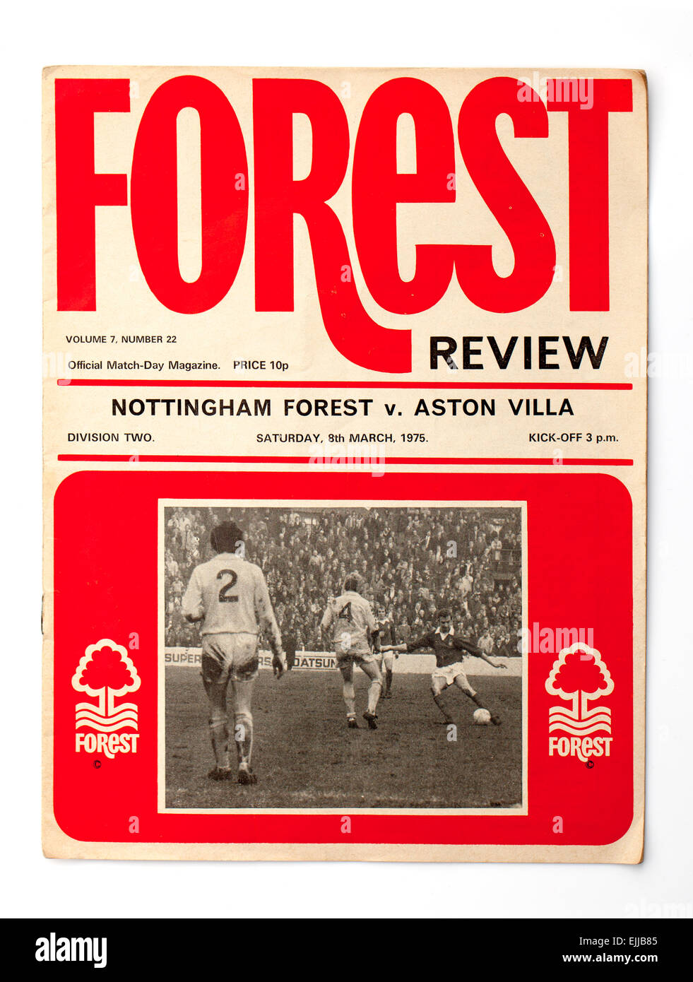 Jahrgang 1970 Englisch Fußball Programm Nottingham Forest V Aston Villa Stockfoto