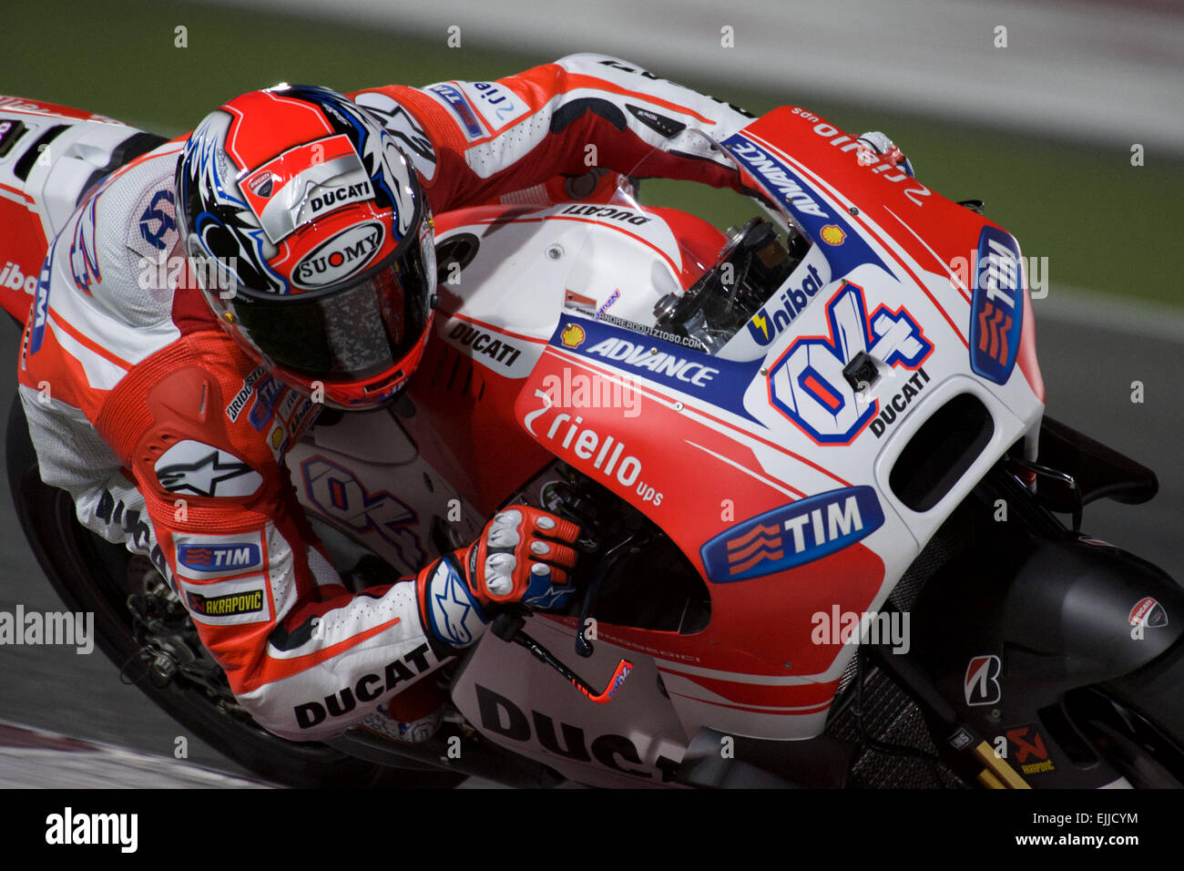 Losail, Doha. 27. März 2015. Ducati-Pilot Andrea Dovizioso während der letzten freien Training in der MotoGP-Klasse vor dem Qualifying. Bildnachweis: Tom Morgan/Alamy Live-Nachrichten Stockfoto