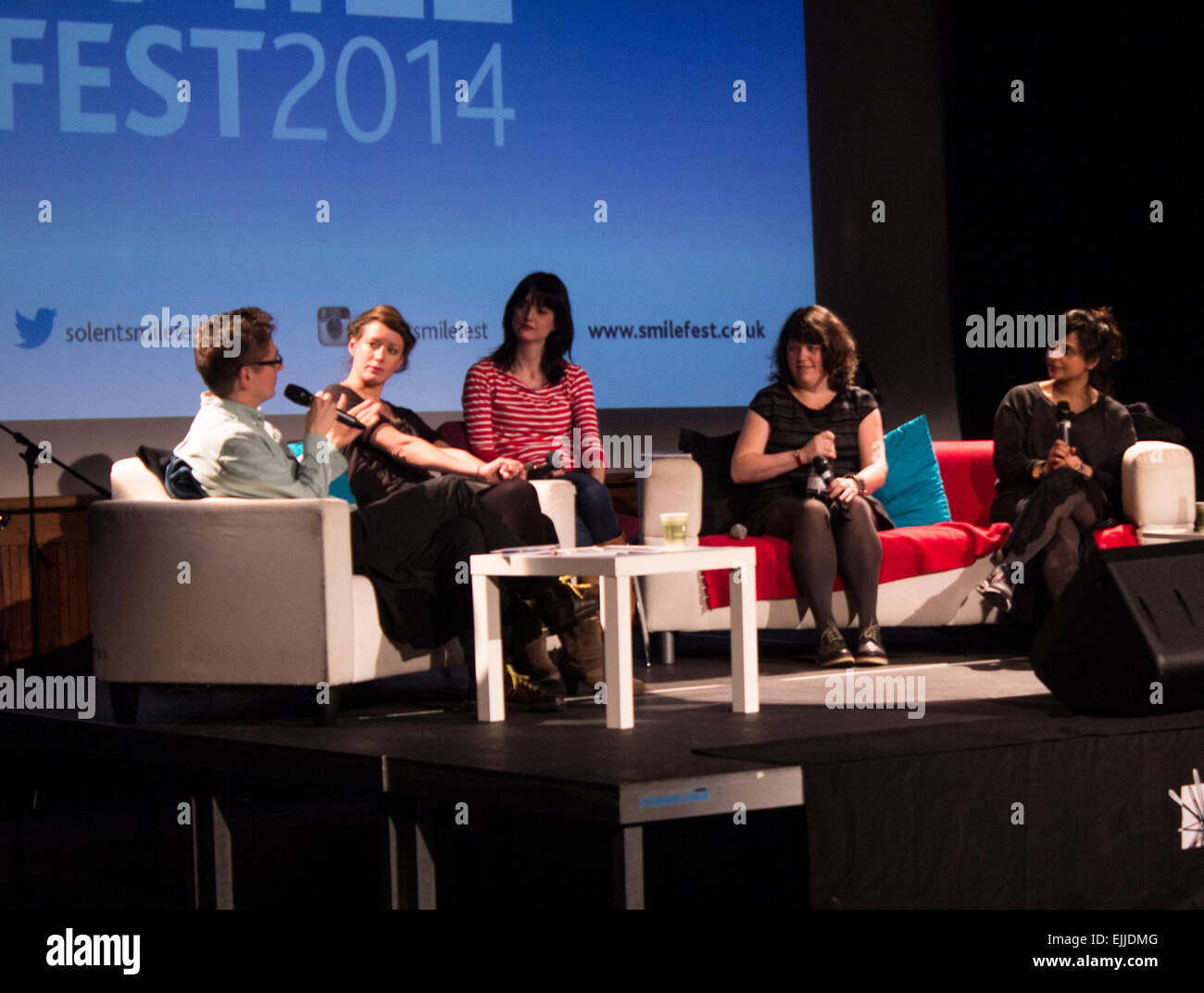 Ein Musik-Industrie-Konferenz mit Laura Barton, Nosheen Iqbal, Ruth Barnes und John Kennedy Diskussion über Frauen im Radio. Stockfoto