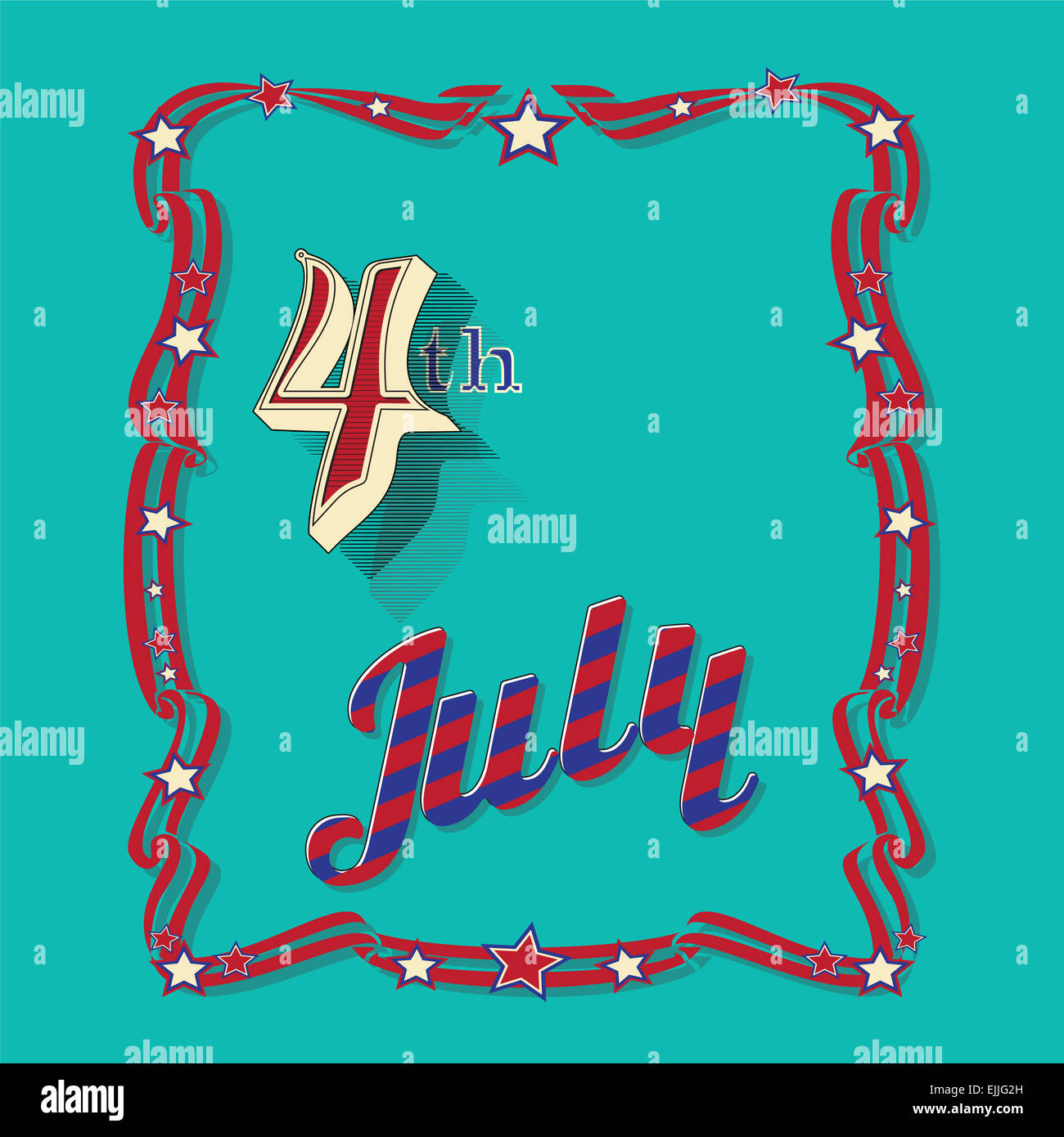 Vintage-Stil Grußkarte für Independence Day 4 ten Juli Stockfoto