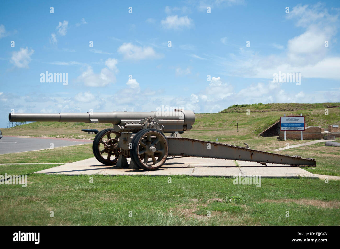 Kanone befindet sich am historischen militärischen Fort Morgan in Alabama Gulf Shores Stockfoto