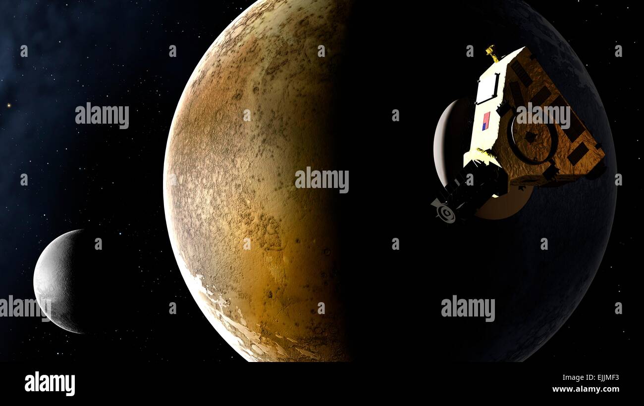 Neue Horizonte-Sonde Pluto Kunstwerk. Neue Horizonte von der Erde am 19. Januar 2006 ins Leben gerufen und erreichen um Pluto im Juli Stockfoto