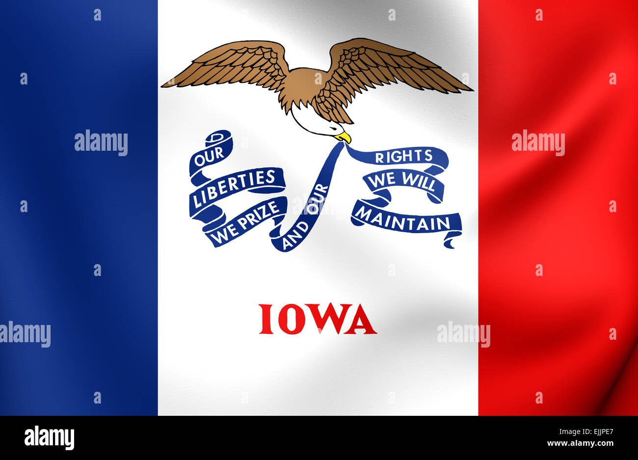 Flagge von Iowa, USA. Hautnah. Stockfoto