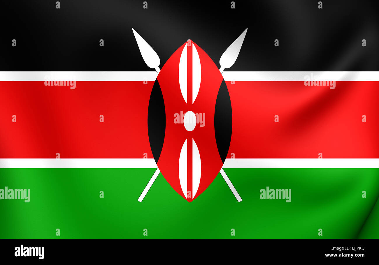 Flagge von Kenia. Hautnah. Stockfoto