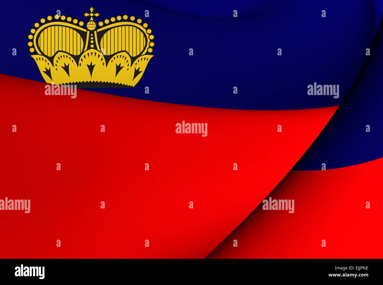 Flagge des Fürstentums Liechtenstein. Hautnah. Stockfoto