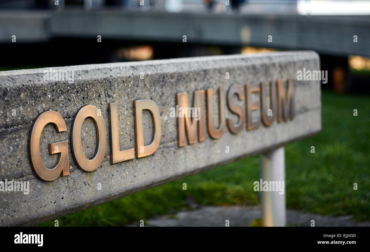 Gold Museum Beschilderung in sovereign hill Stockfoto