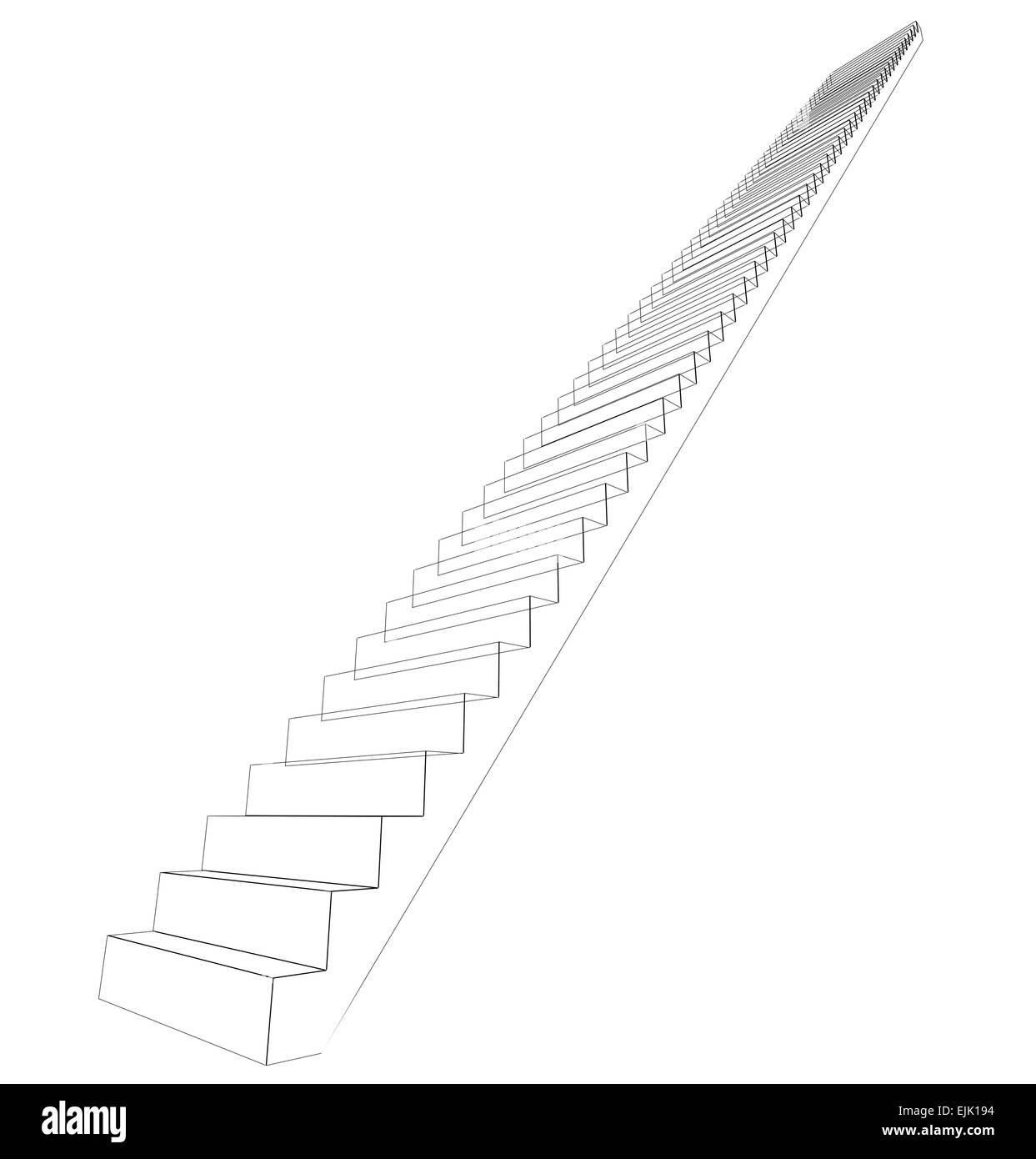 Drahtrahmen Treppe. Perspektivische Ansicht. Isoliert Stockfoto