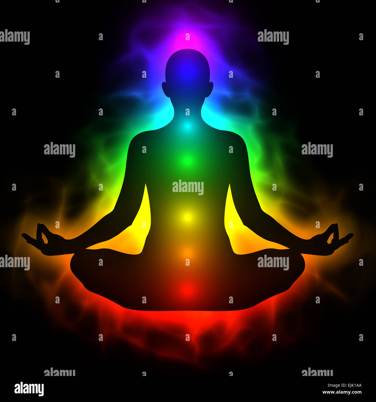 Menschliche Energiekörper, Aura, Chakra Meditation Stockfoto