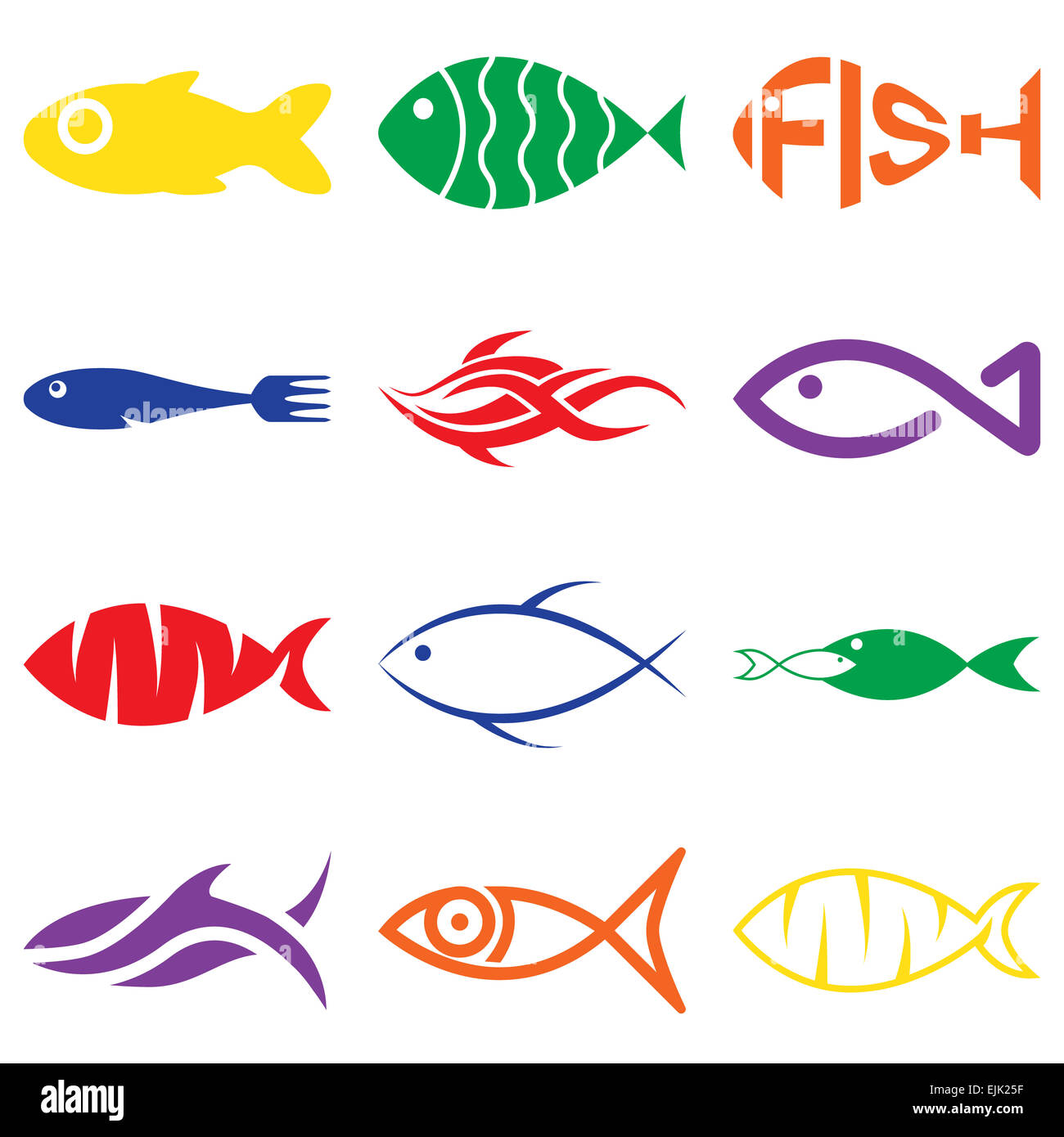 Reihe von kreativen bunte Fische icons Stockfoto