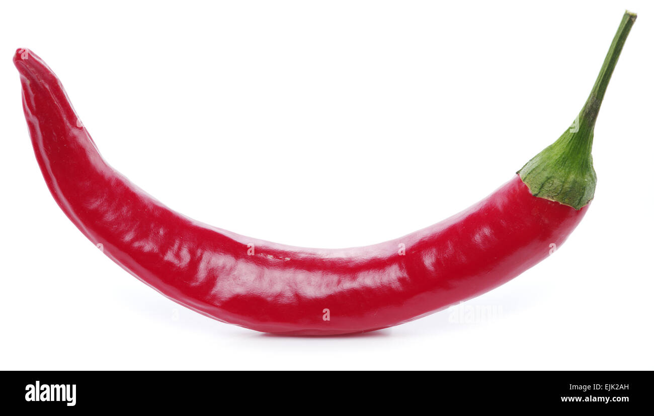 Rote Paprika auf einem weißen Hintergrund. Stockfoto