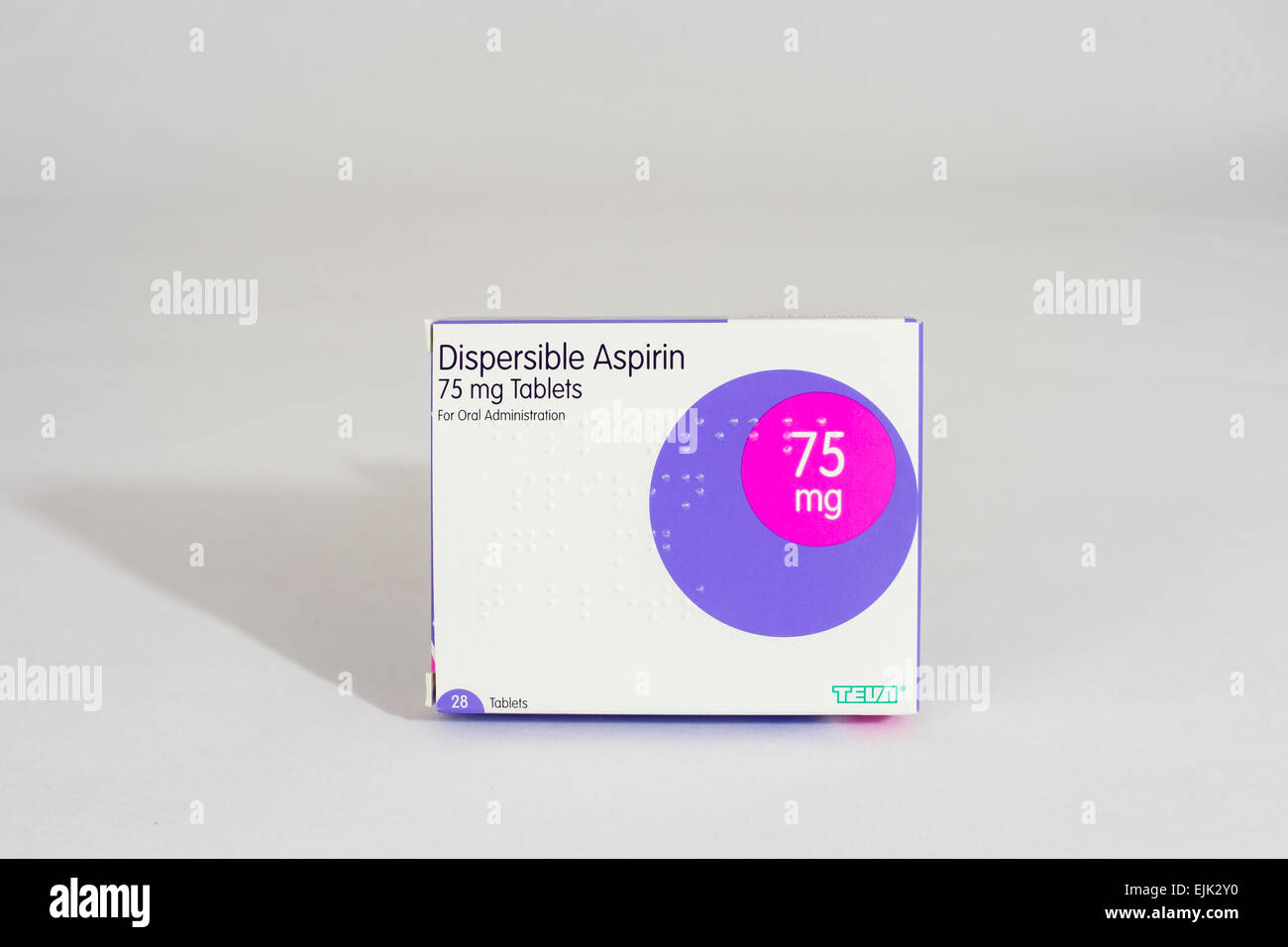 Dispergierbar Aspirin 75mg Tabletten löslich Pack, Stockfoto