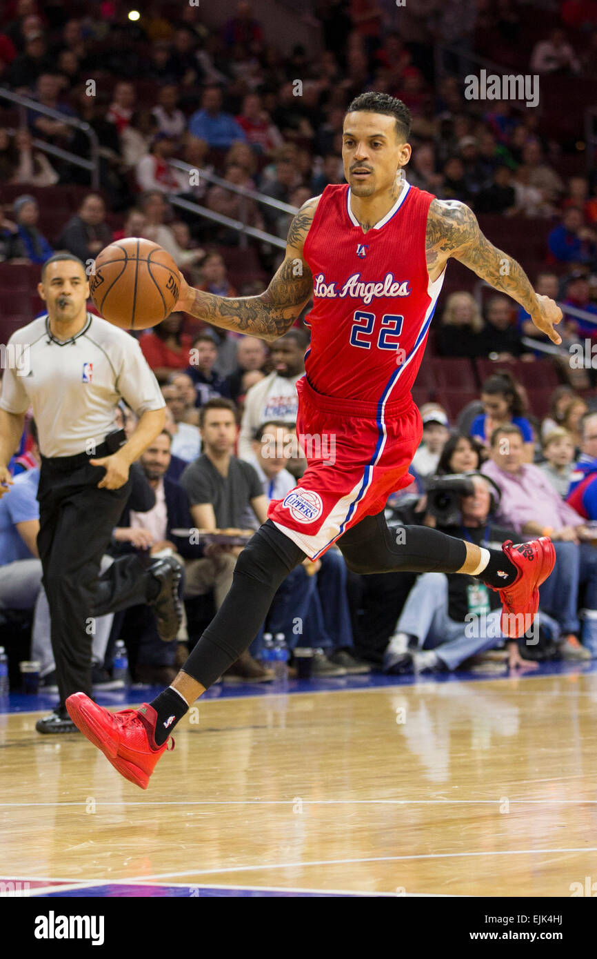 Philadelphia, Pennsylvania, USA. 27. März 2015. Los Angeles Clippers weiterleiten Matt Barnes (22) in Aktion während der NBA-Spiel zwischen den Los Angeles Clippers und die Philadelphia 76ers im Wells Fargo Center in Philadelphia, Pennsylvania. Die Los Angeles Clippers gewann 119 / 98. Bildnachweis: Cal Sport Media/Alamy Live-Nachrichten Stockfoto