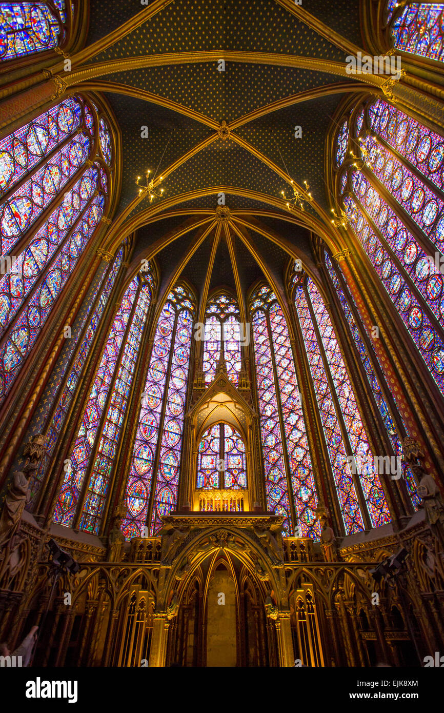Glasfenster der Sainte Chapelle, Paris, Frankreich Stockfoto