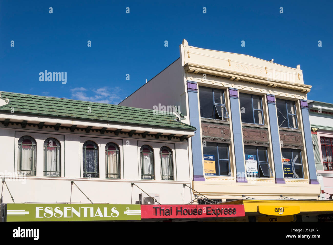 Art-Deco-Gebäude an der Hastings Street, Napier, Neuseeland. Stockfoto