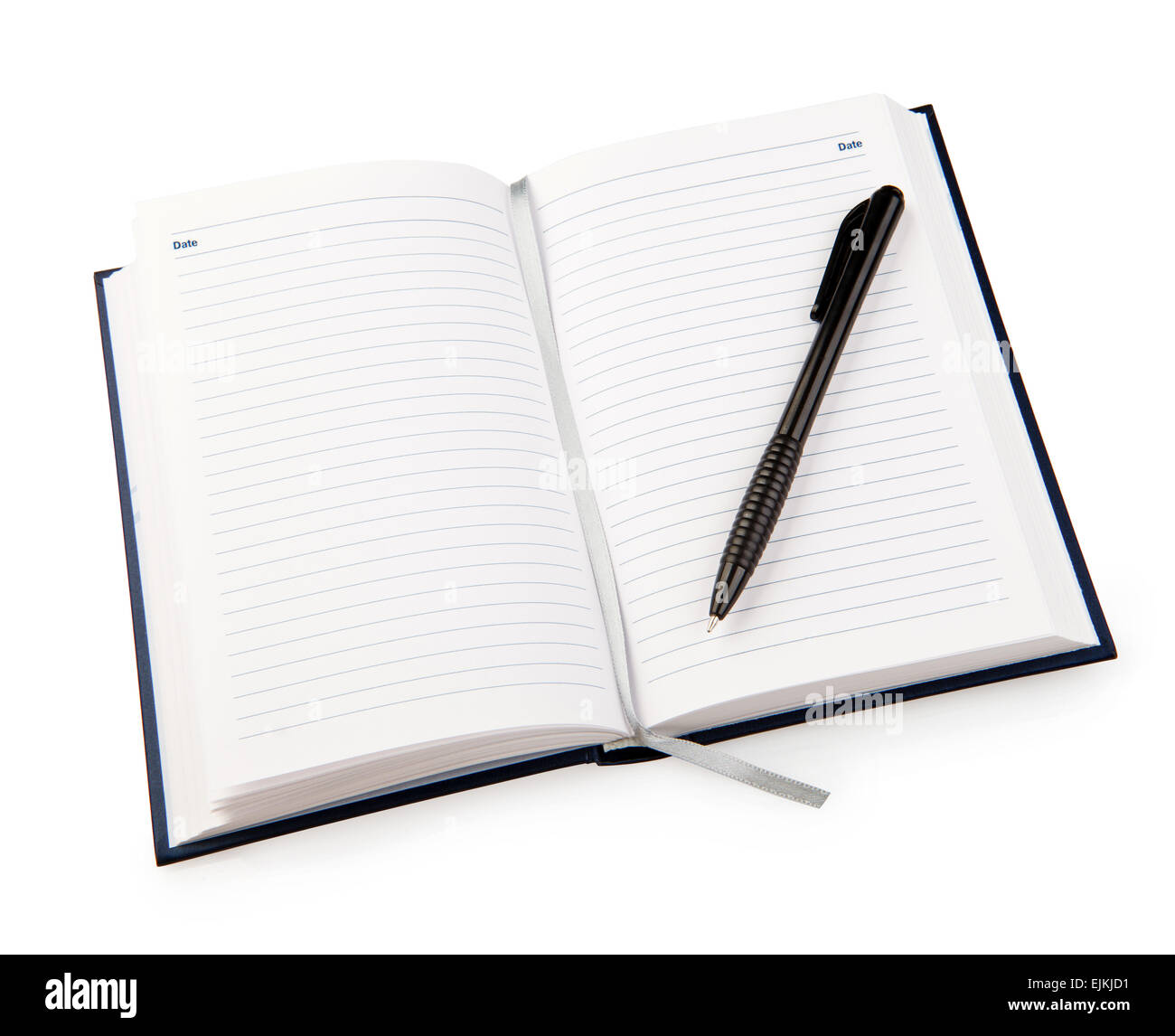 Geöffneten Notizbuch mit Stift Stockfoto