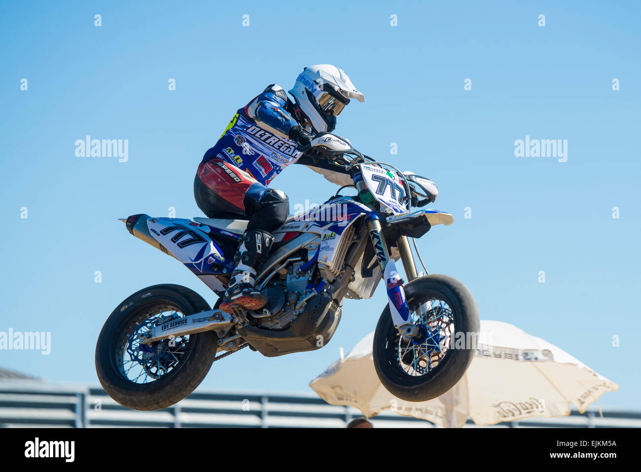 Jerez De La Frontera, Andalusien, Spanien, 28. März 2015: Alessandro Asnicar in der Sitzung des ersten Grand Prix der FIM S2 Europameisterschaft Qualifikation. Stockfoto